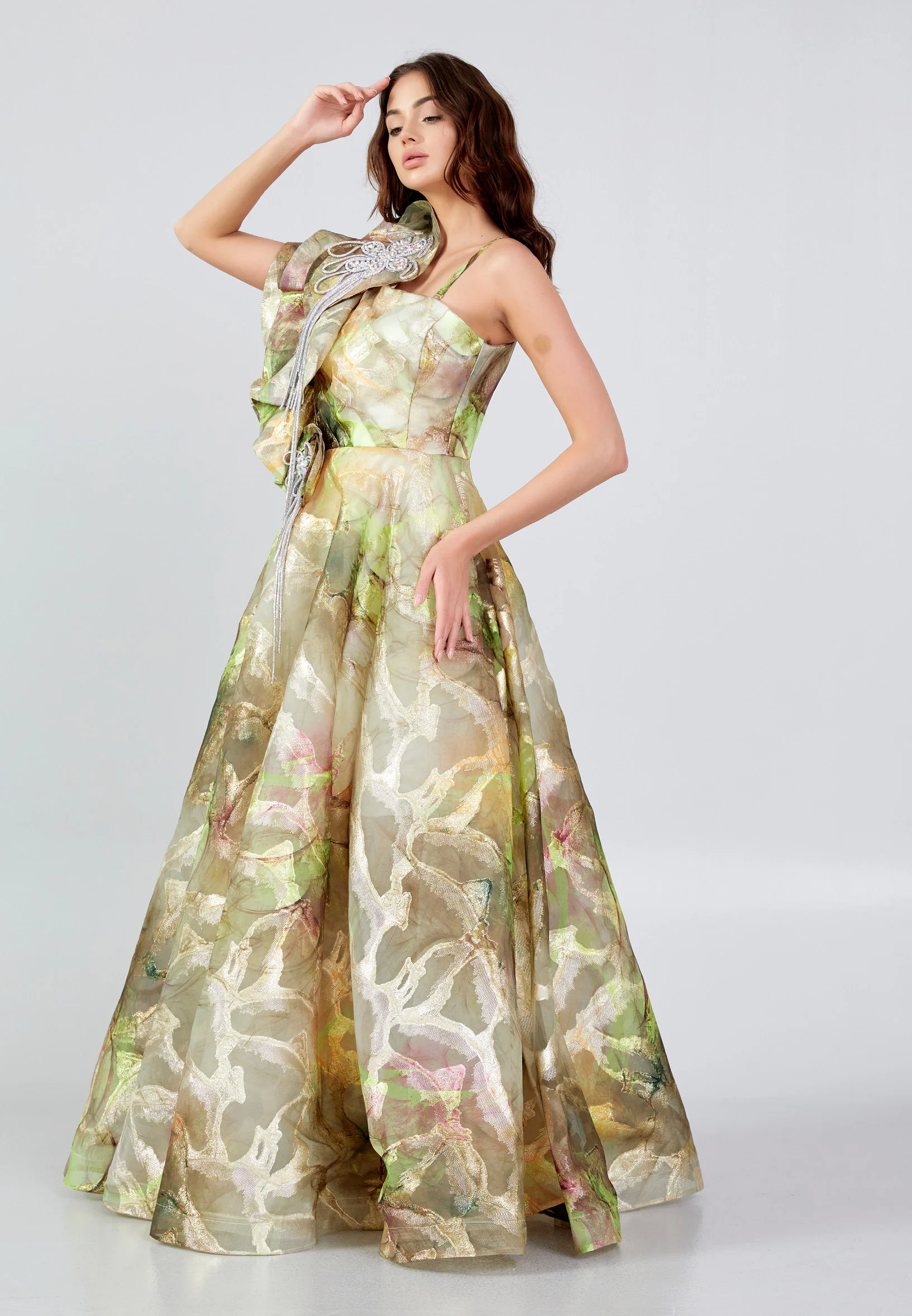 Sleeveless Maxi Tulle A - Line Regular Prom Dress mtn88142 - Image 3