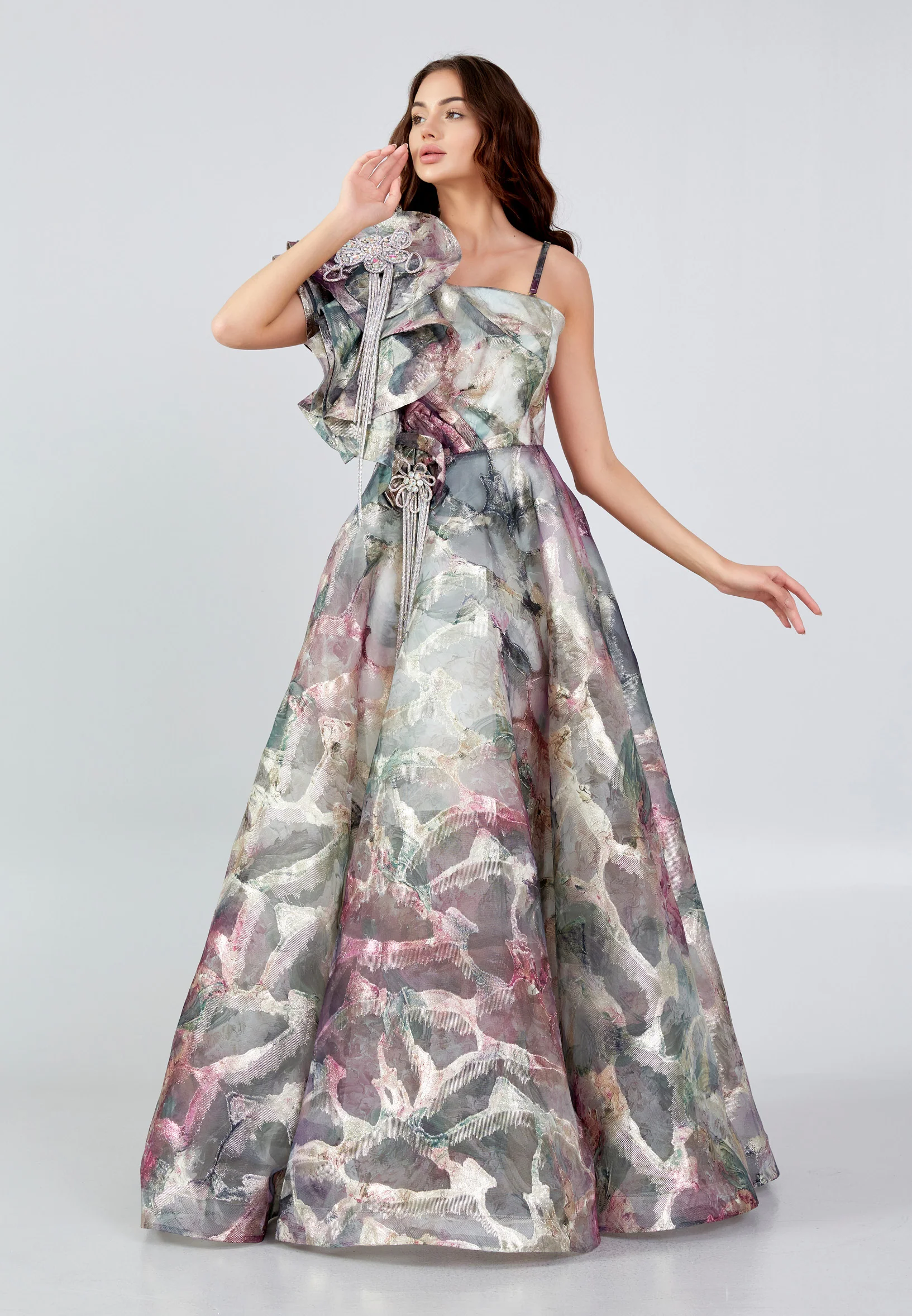 Sleeveless Maxi Tulle A - Line Regular Prom Dress mtn88142 - Image 5