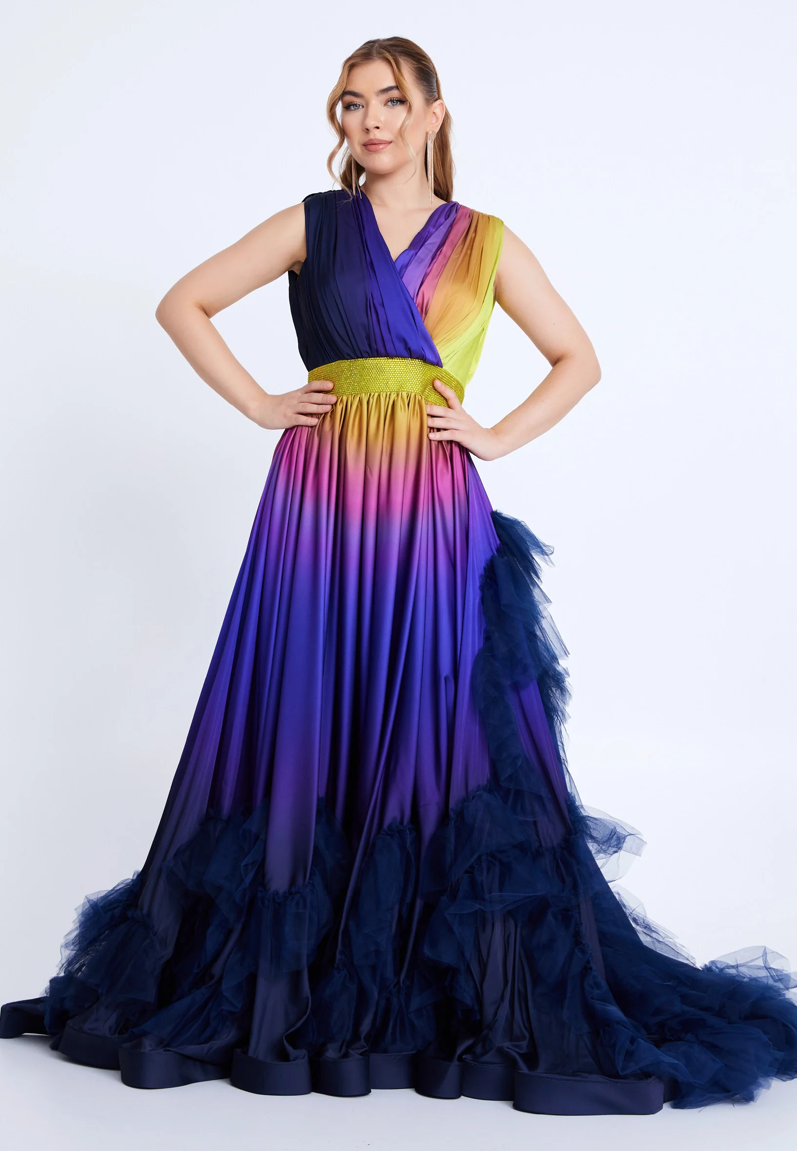 Sleeveless Maxi Tulle A - Line Regular Prom Dress mtn88146 - Image 5