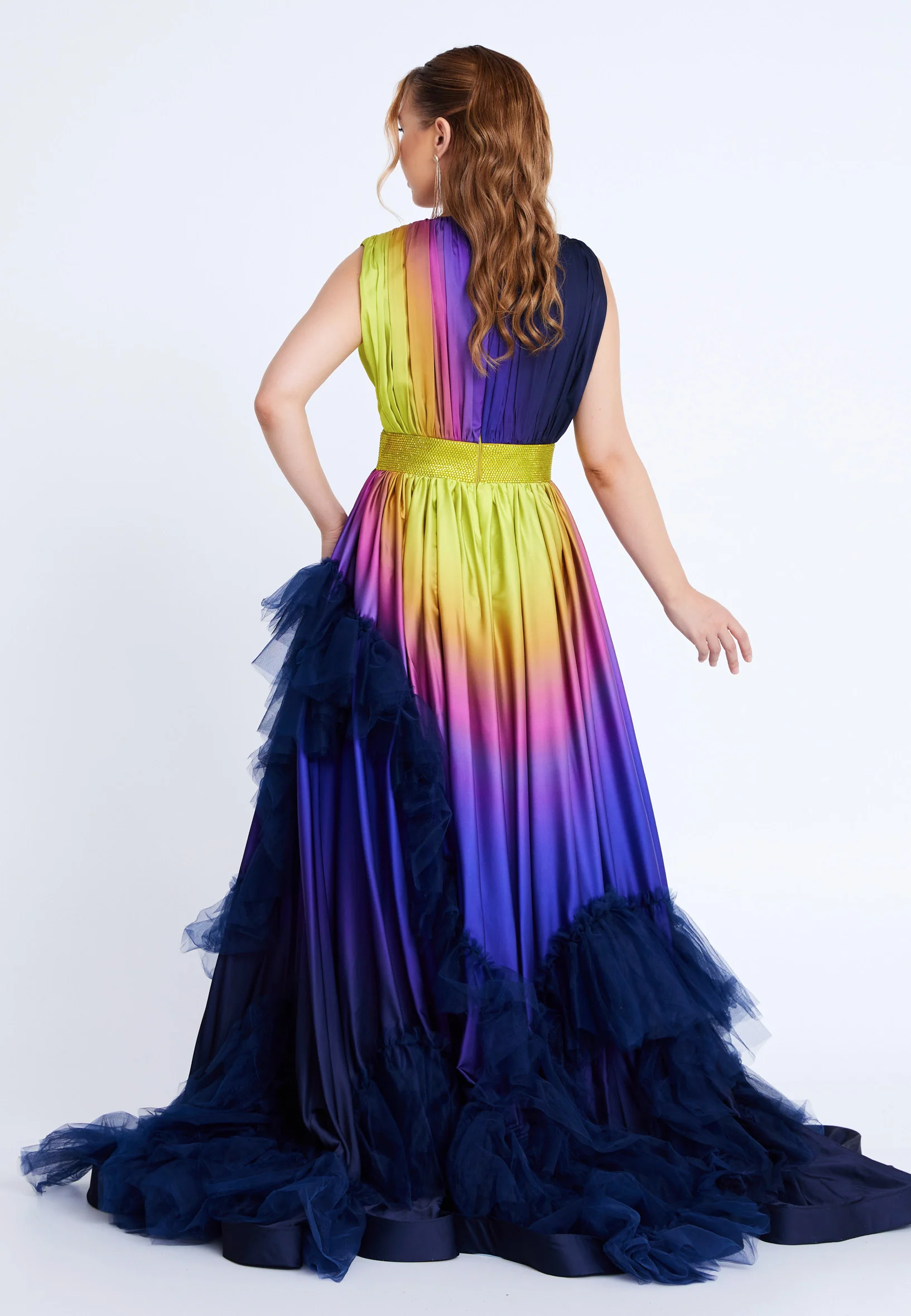 Sleeveless Maxi Tulle A - Line Regular Prom Dress mtn88146 - Image 6
