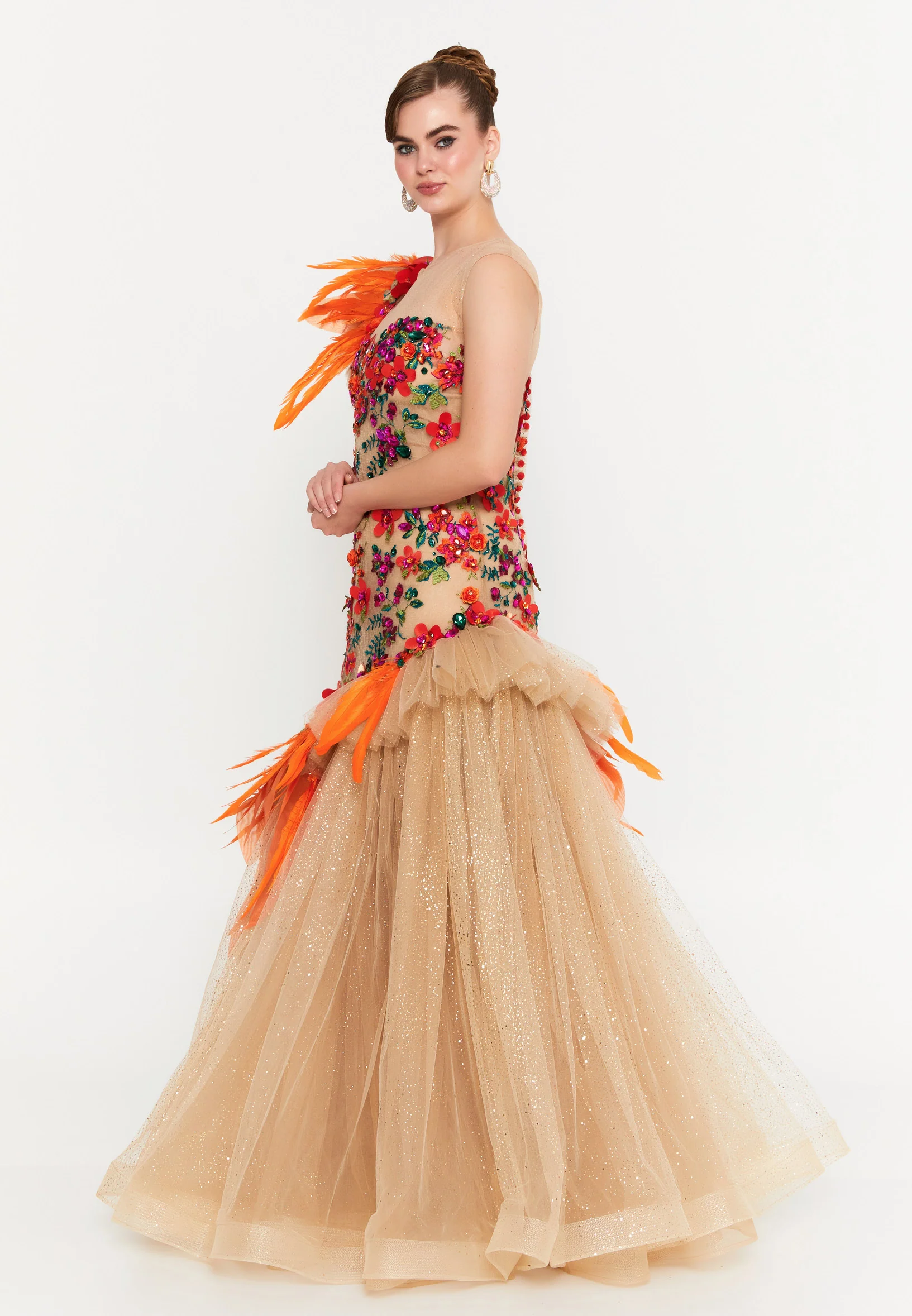 Sleeveless Maxi Tulle A - Line Regular Prom Dress mtn88163 - Image 3
