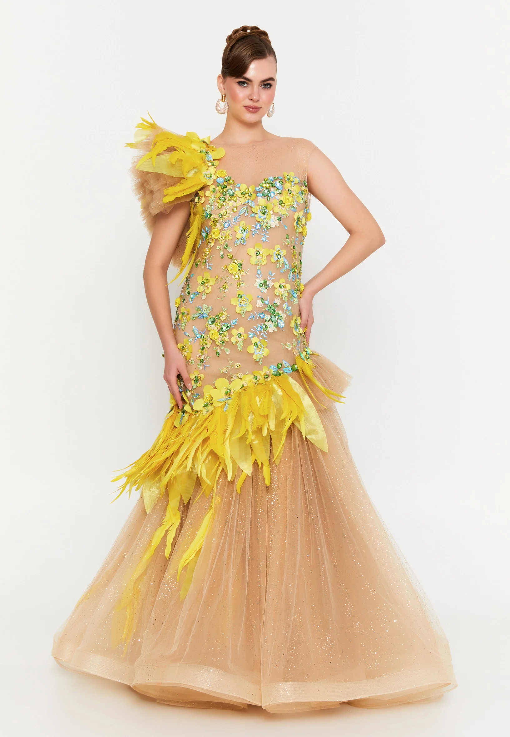 Sleeveless Maxi Tulle A - Line Regular Prom Dress mtn88163 - Image 5