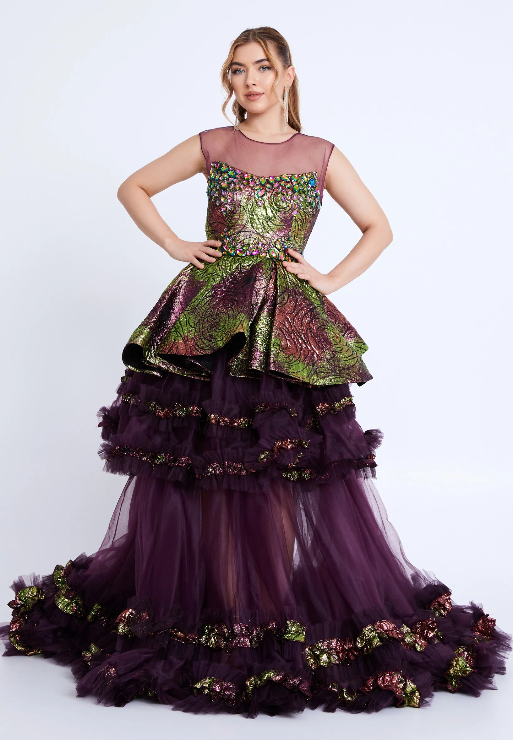 Sleeveless Maxi Tulle A - Line Regular Prom Dress mtn88193