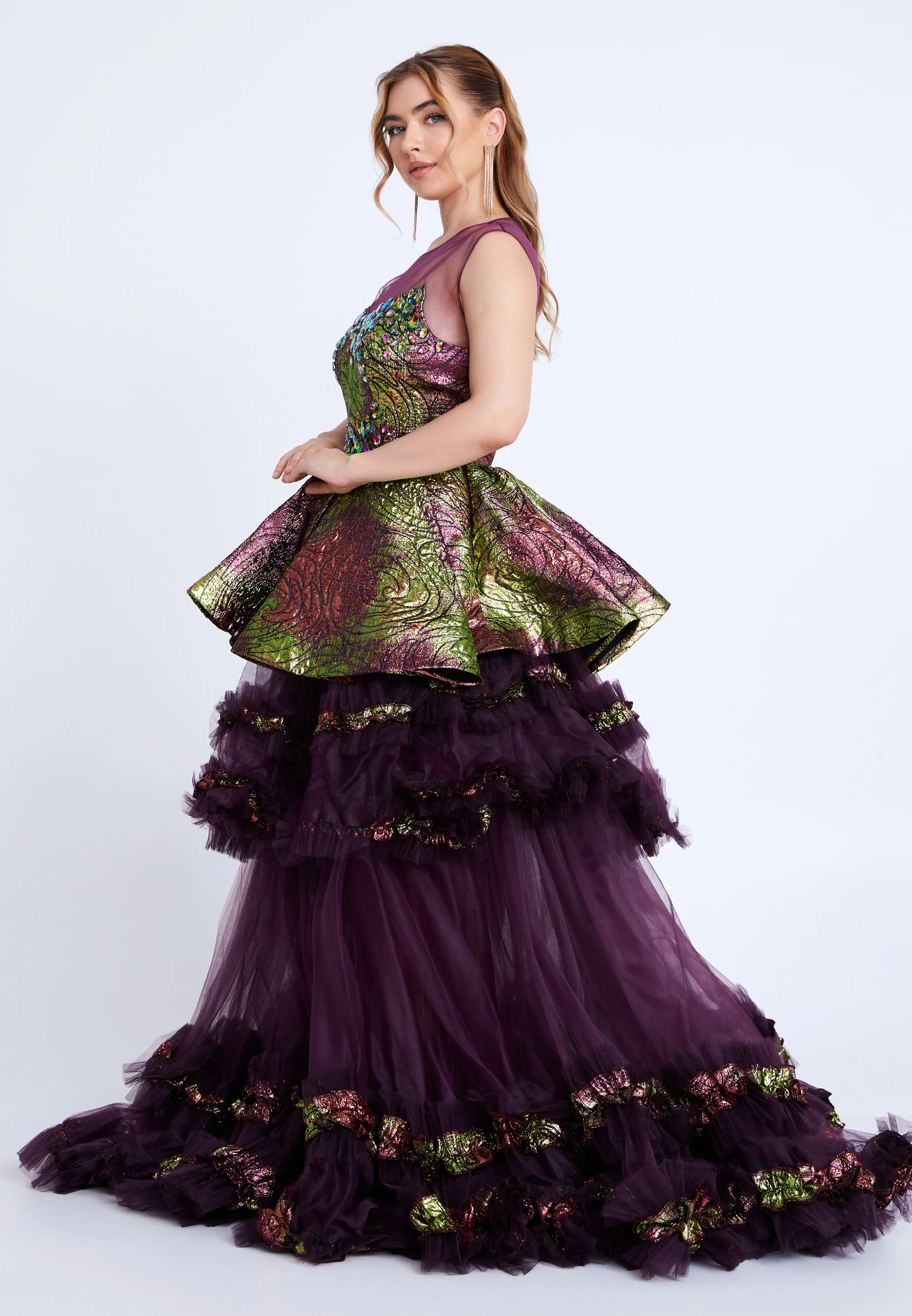 Sleeveless Maxi Tulle A - Line Regular Prom Dress mtn88193 - Image 3