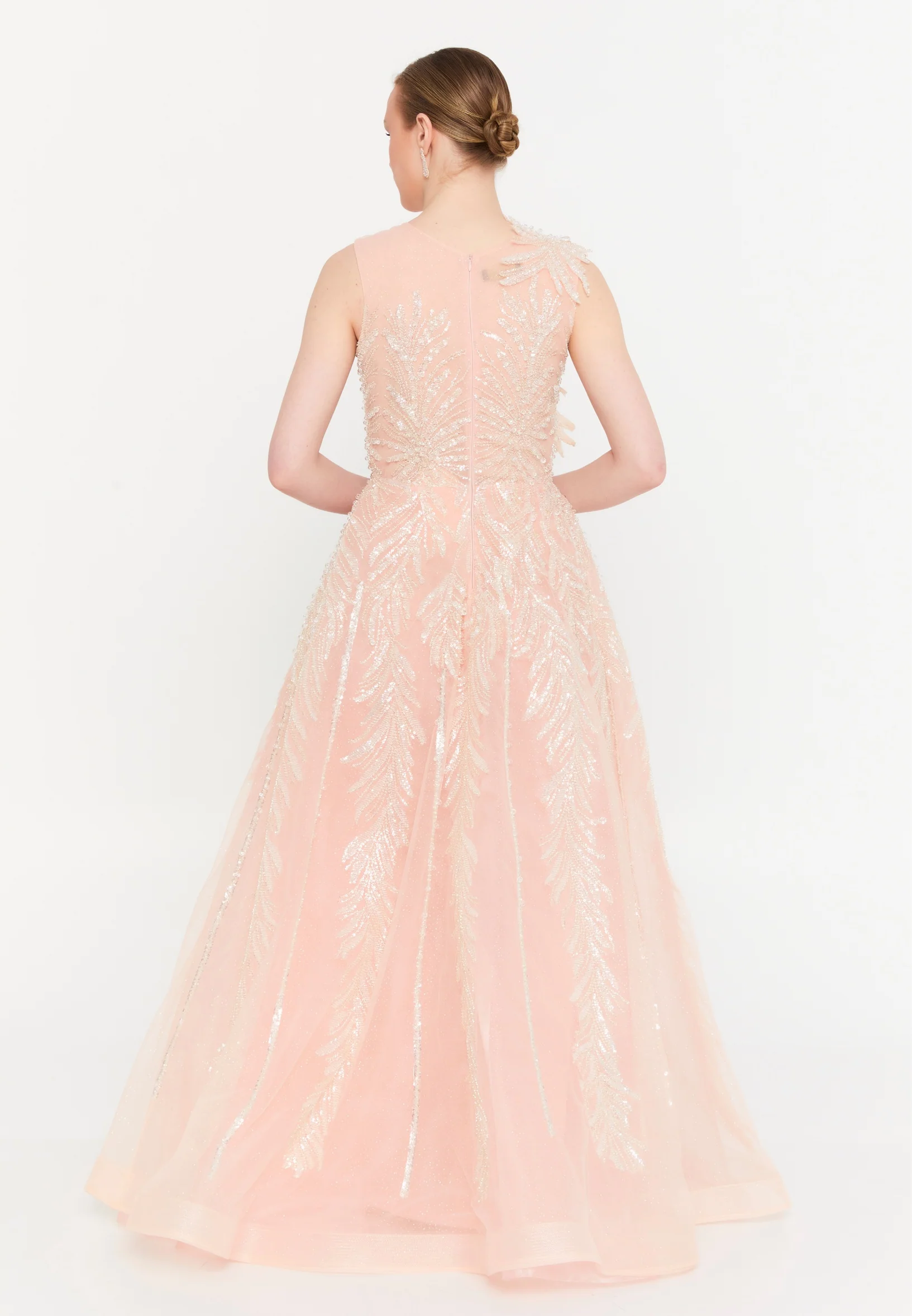 Sleeveless Maxi Tulle A - Line Regular Prom Dress mtr88223 - Image 13