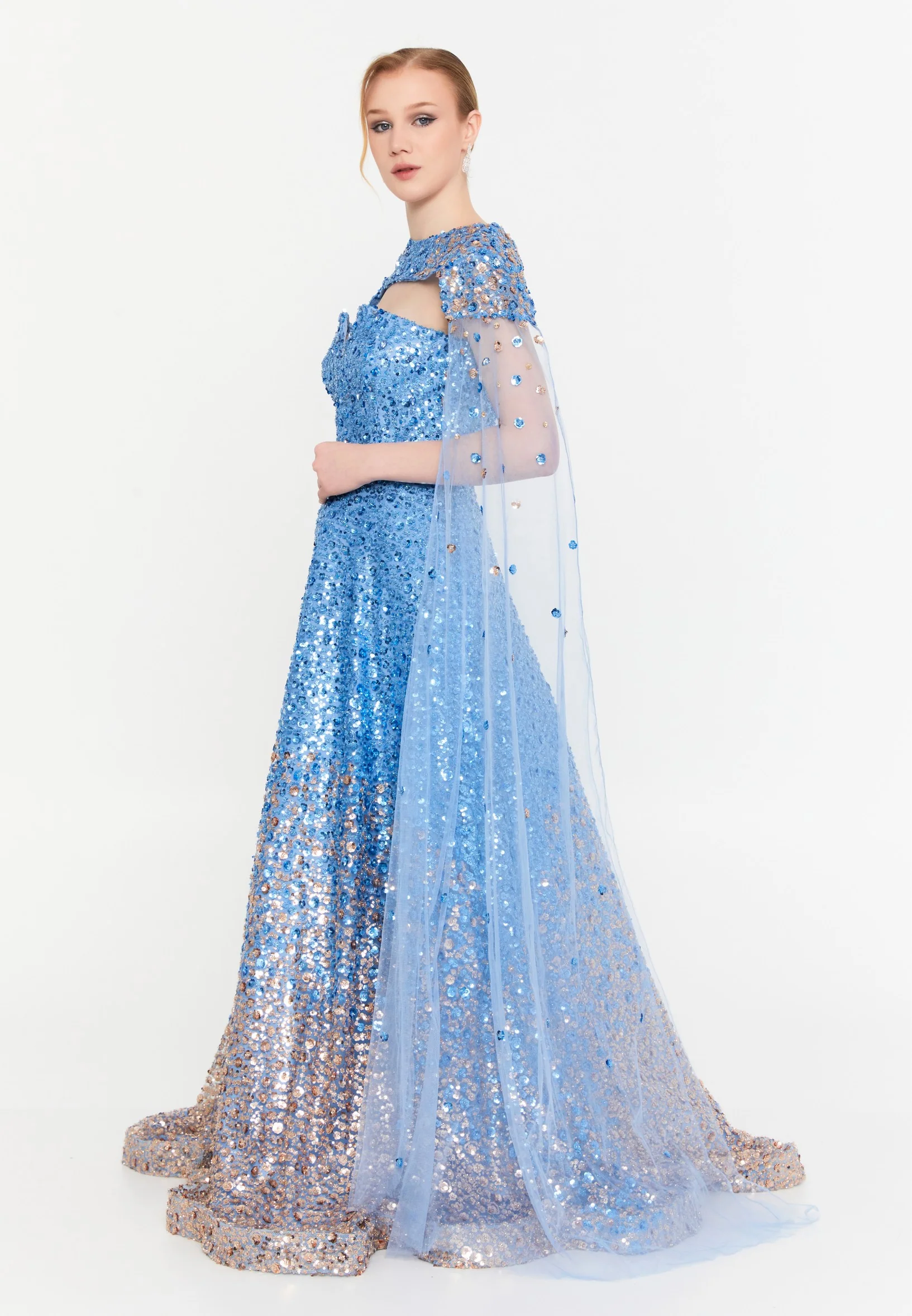 Sleeveless Maxi Tulle A - Line Regular Prom Dress mtr88237 - Image 9
