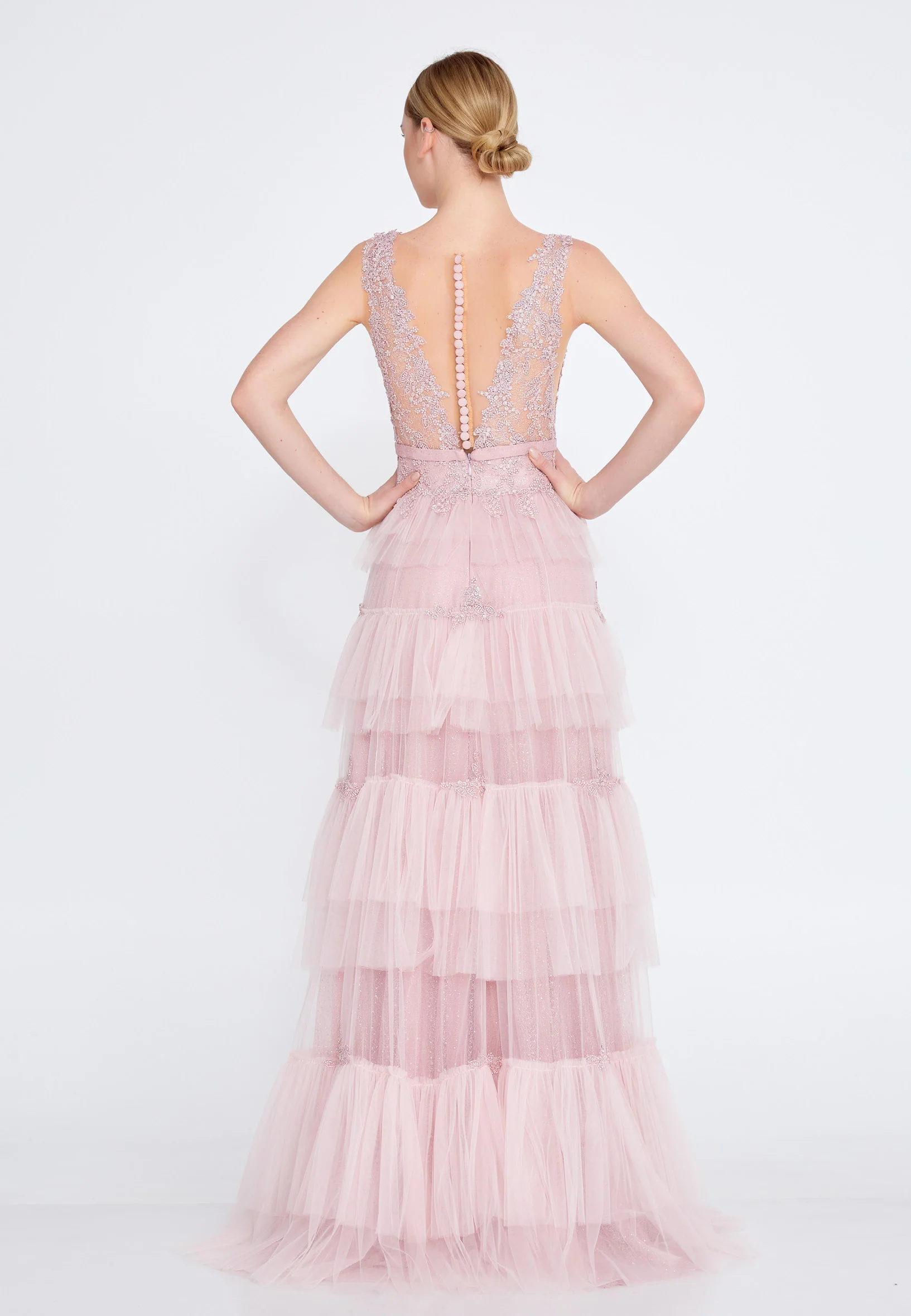 Sleeveless Maxi Tulle A - Line Regular Prom Dress omn2138 - Image 10