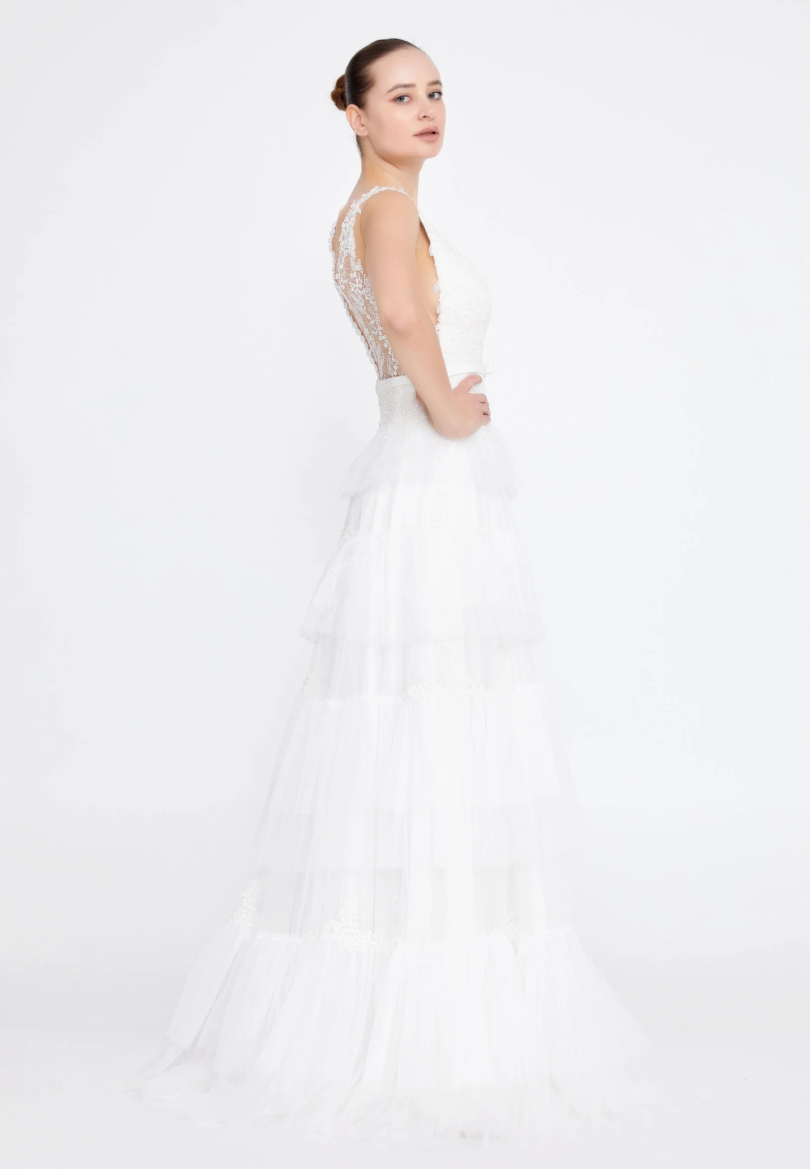 Sleeveless Maxi Tulle A - Line Regular Prom Dress omn2138 - Image 39