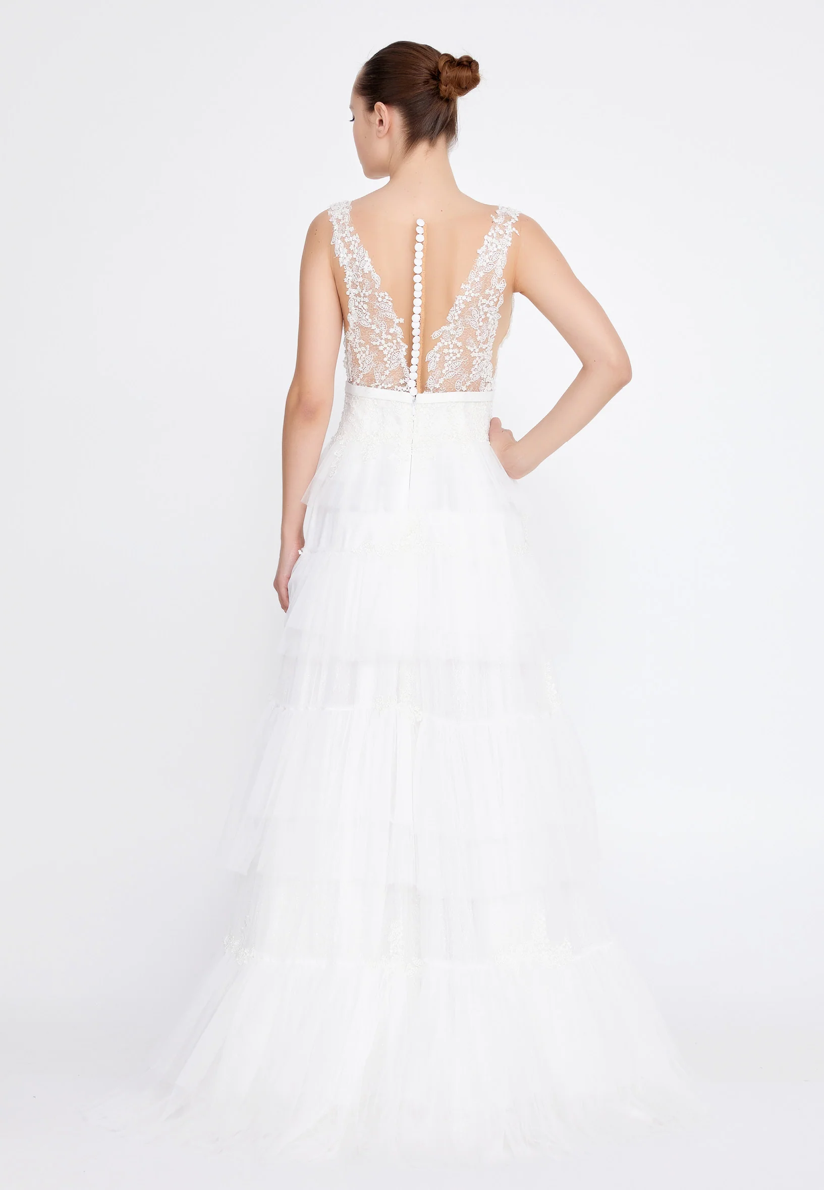 Sleeveless Maxi Tulle A - Line Regular Prom Dress omn2138 - Image 42