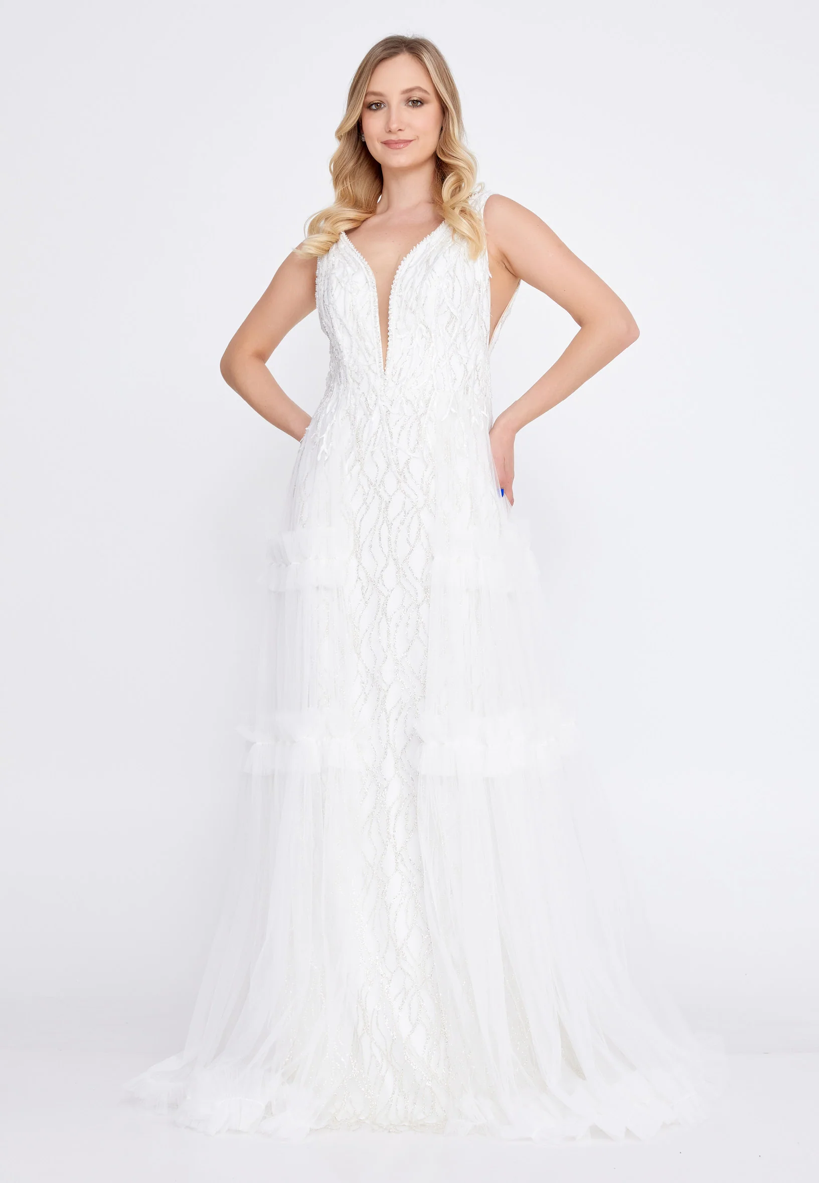 Sleeveless Maxi Tulle A - Line Regular Prom Dress omn2216 - Image 21