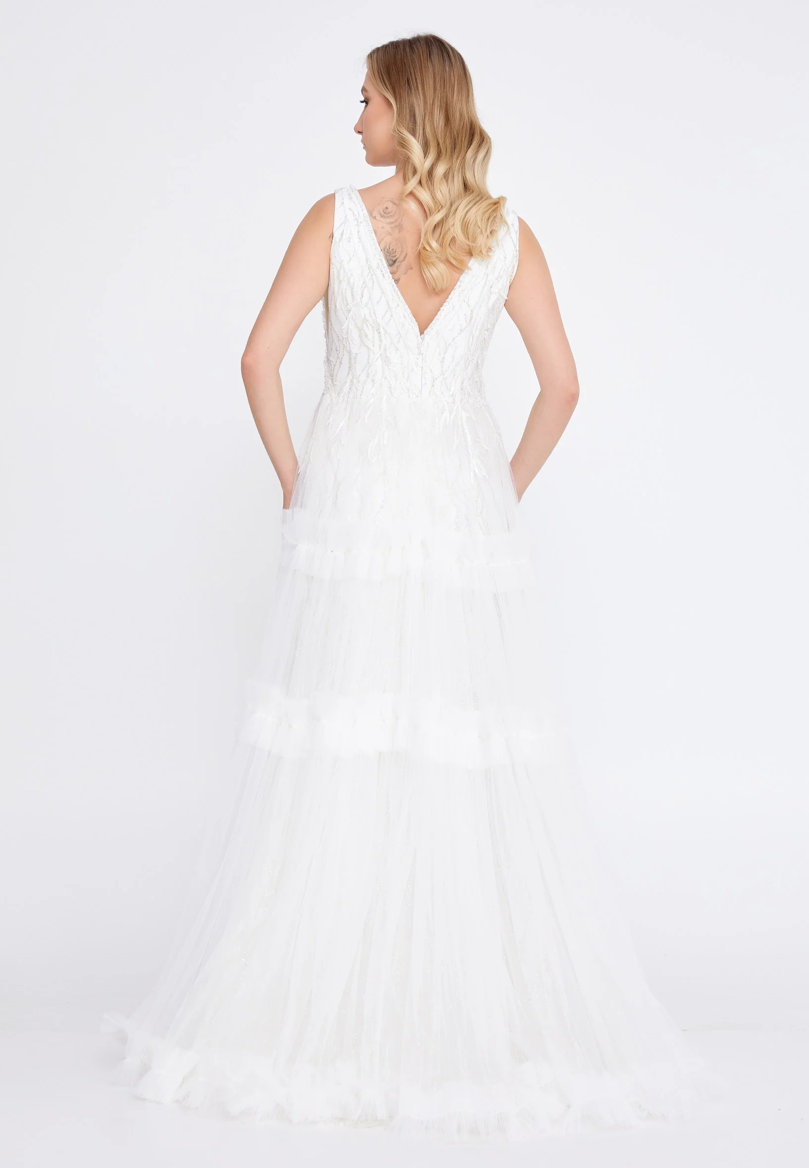 Sleeveless Maxi Tulle A - Line Regular Prom Dress omn2216 - Image 22