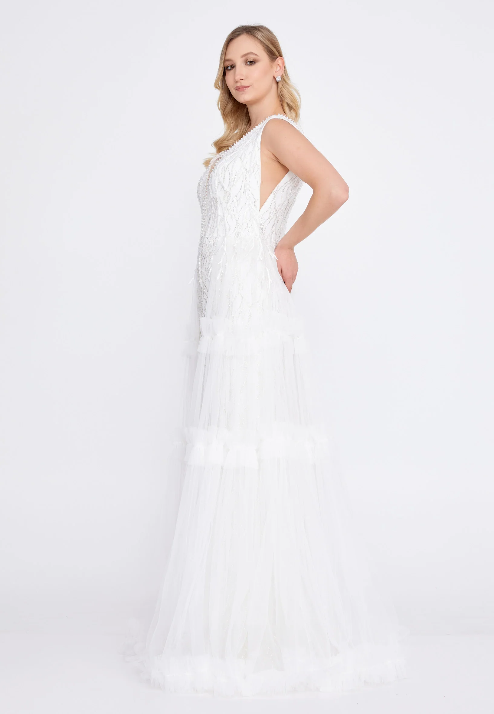 Sleeveless Maxi Tulle A - Line Regular Prom Dress omn2216 - Image 31