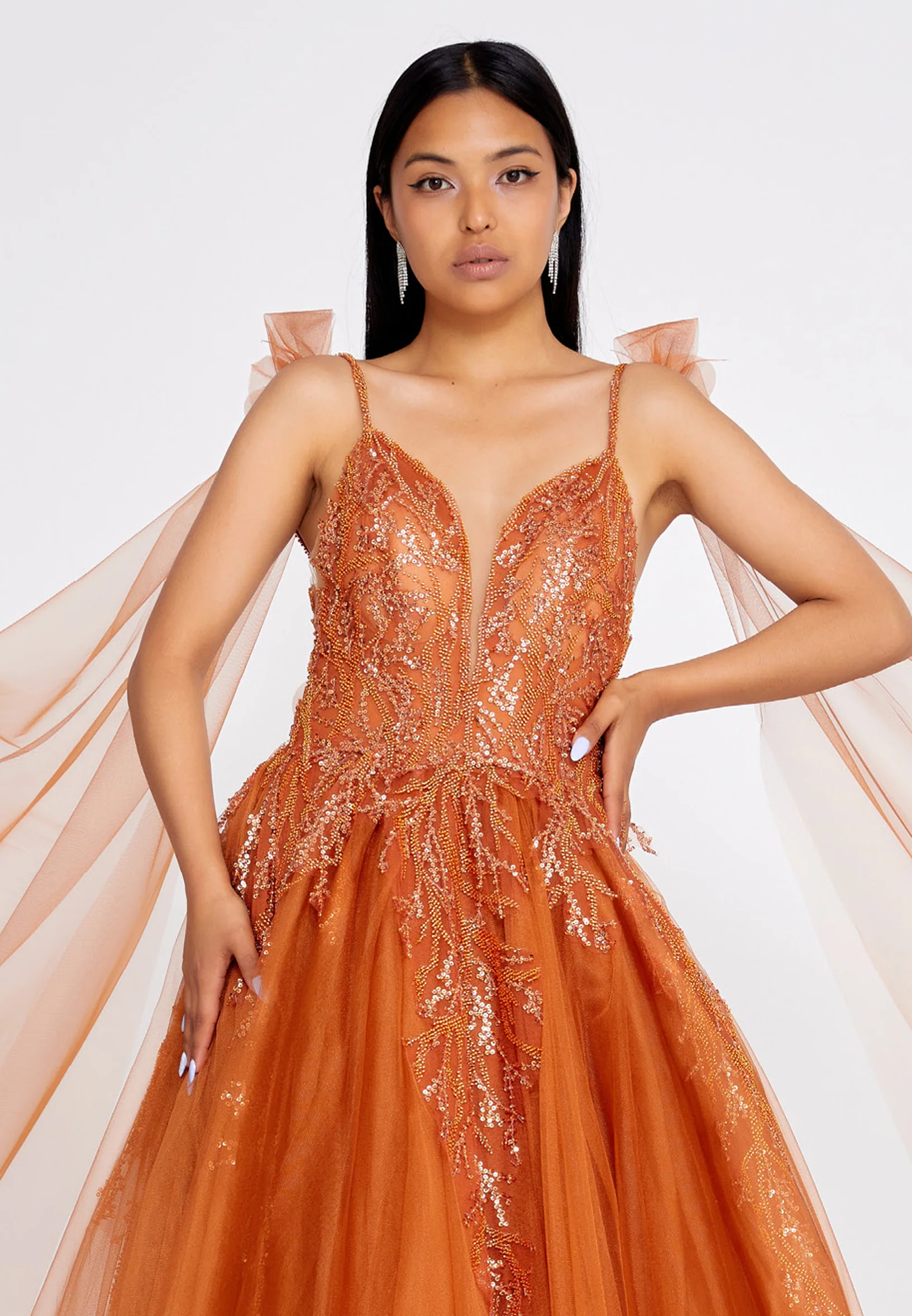 Sleeveless Maxi Tulle A - Line Regular Prom Dress omn303 - Image 8