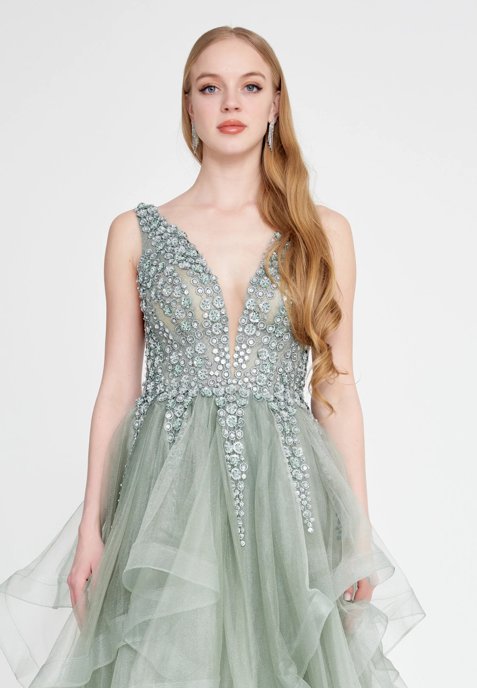 Sleeveless Maxi Tulle A - Line Regular Prom Dress omn316 - Image 5