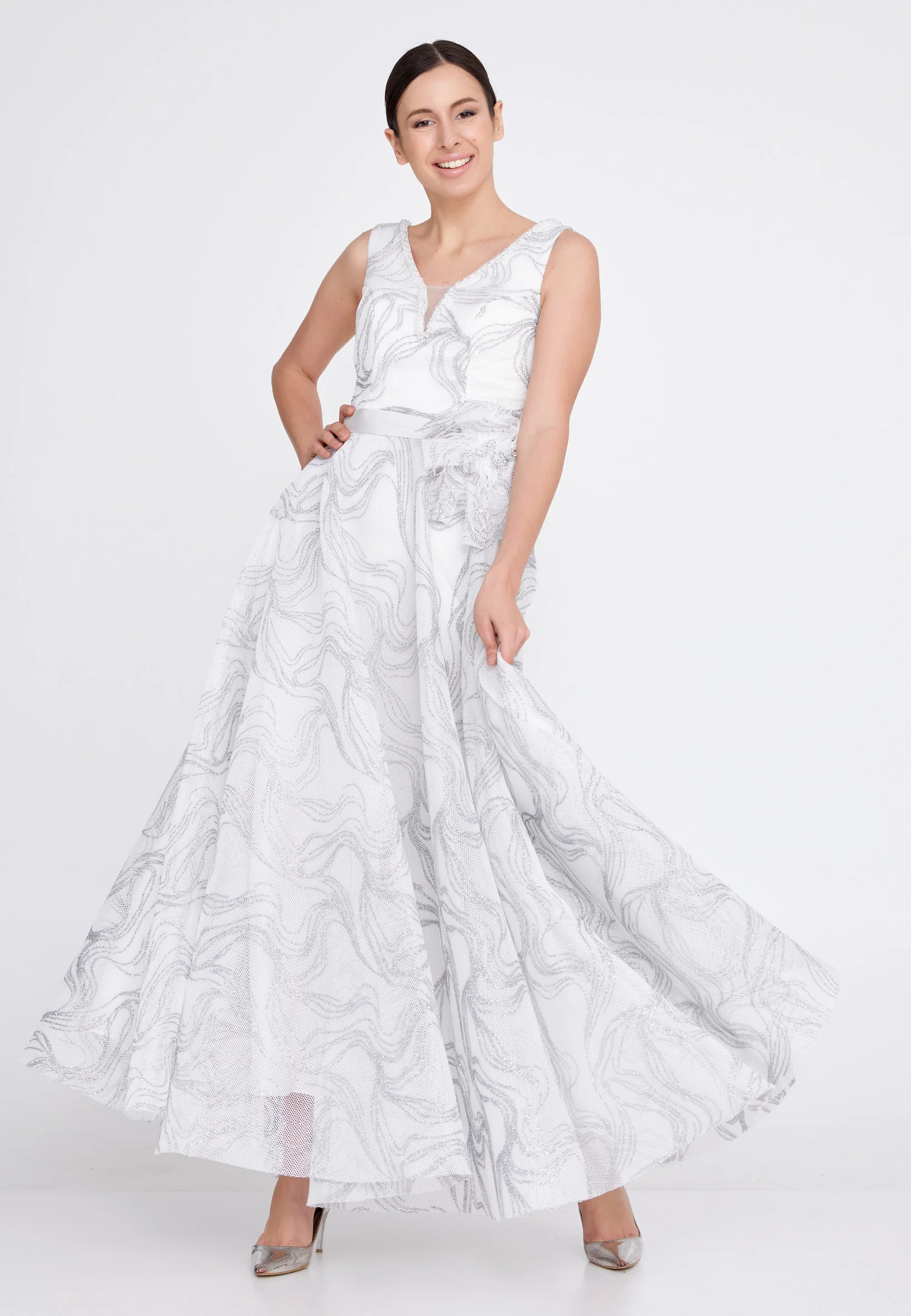 Sleeveless Maxi Tulle A - Line Regular Prom Dress ons000-99 - Image 5
