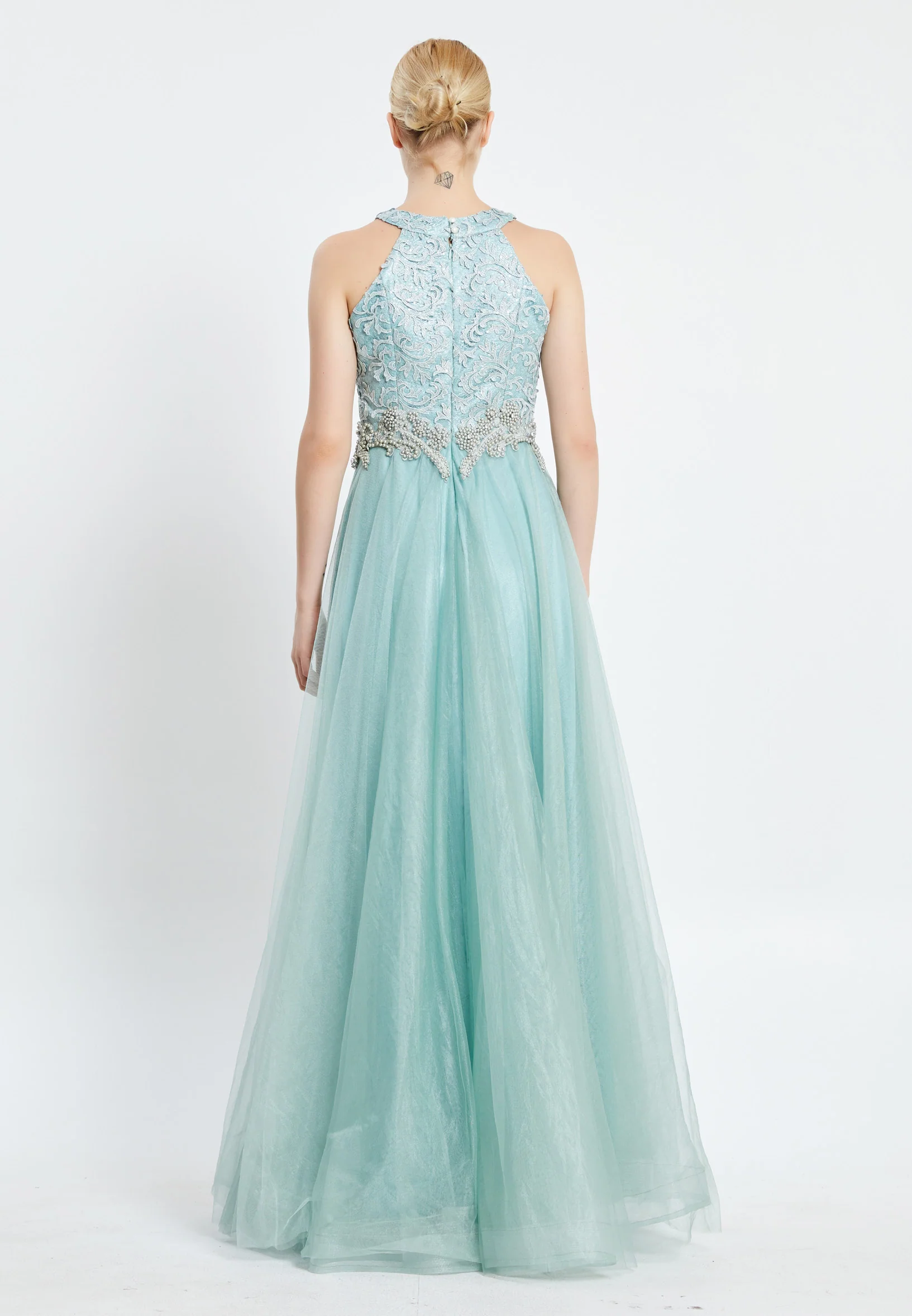 Sleeveless Maxi Tulle A - Line Regular Prom Dress pnl7007 - Image 14