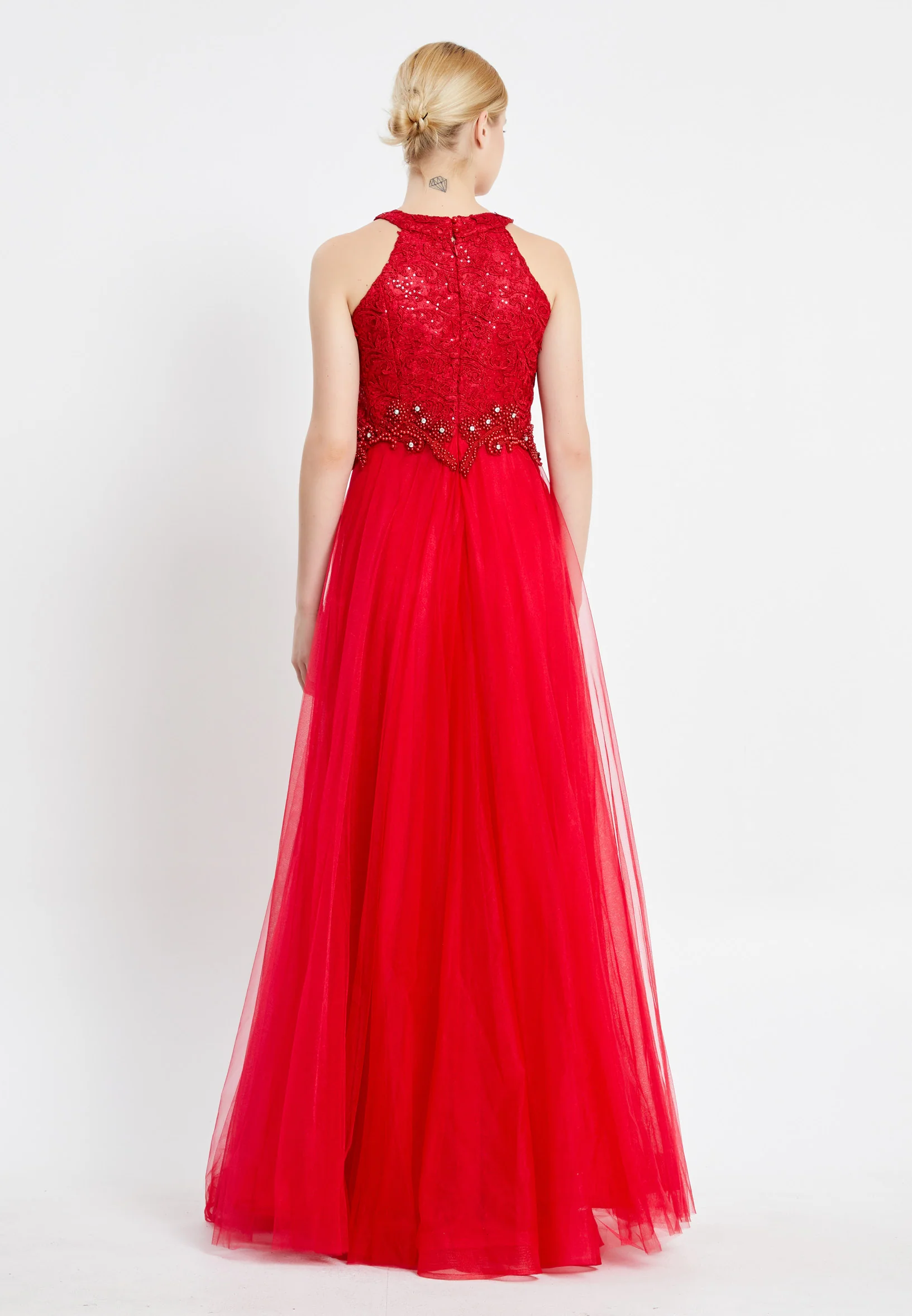 Sleeveless Maxi Tulle A - Line Regular Prom Dress pnl7007 - Image 22