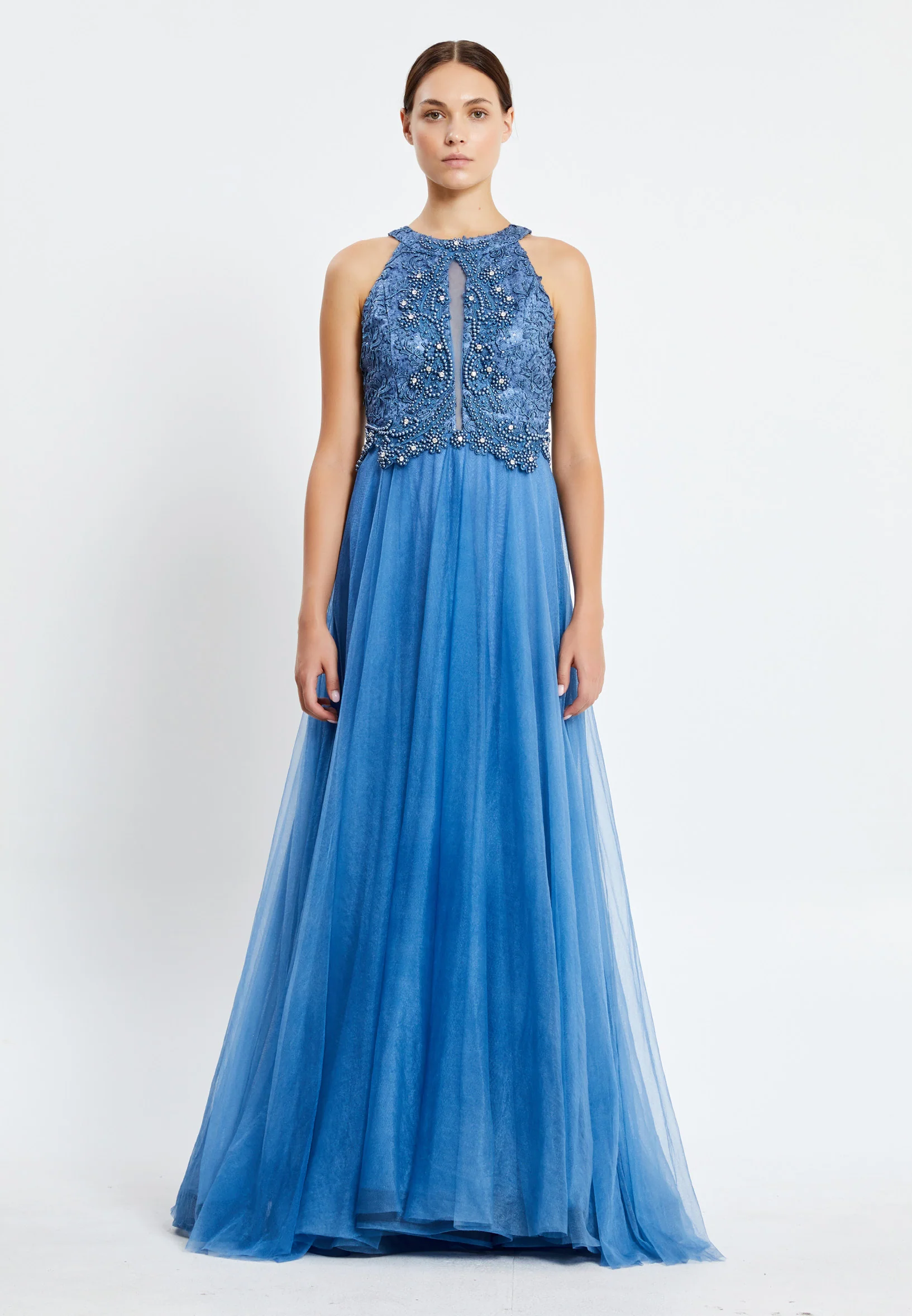 Sleeveless Maxi Tulle A - Line Regular Prom Dress pnl7007 - Image 5