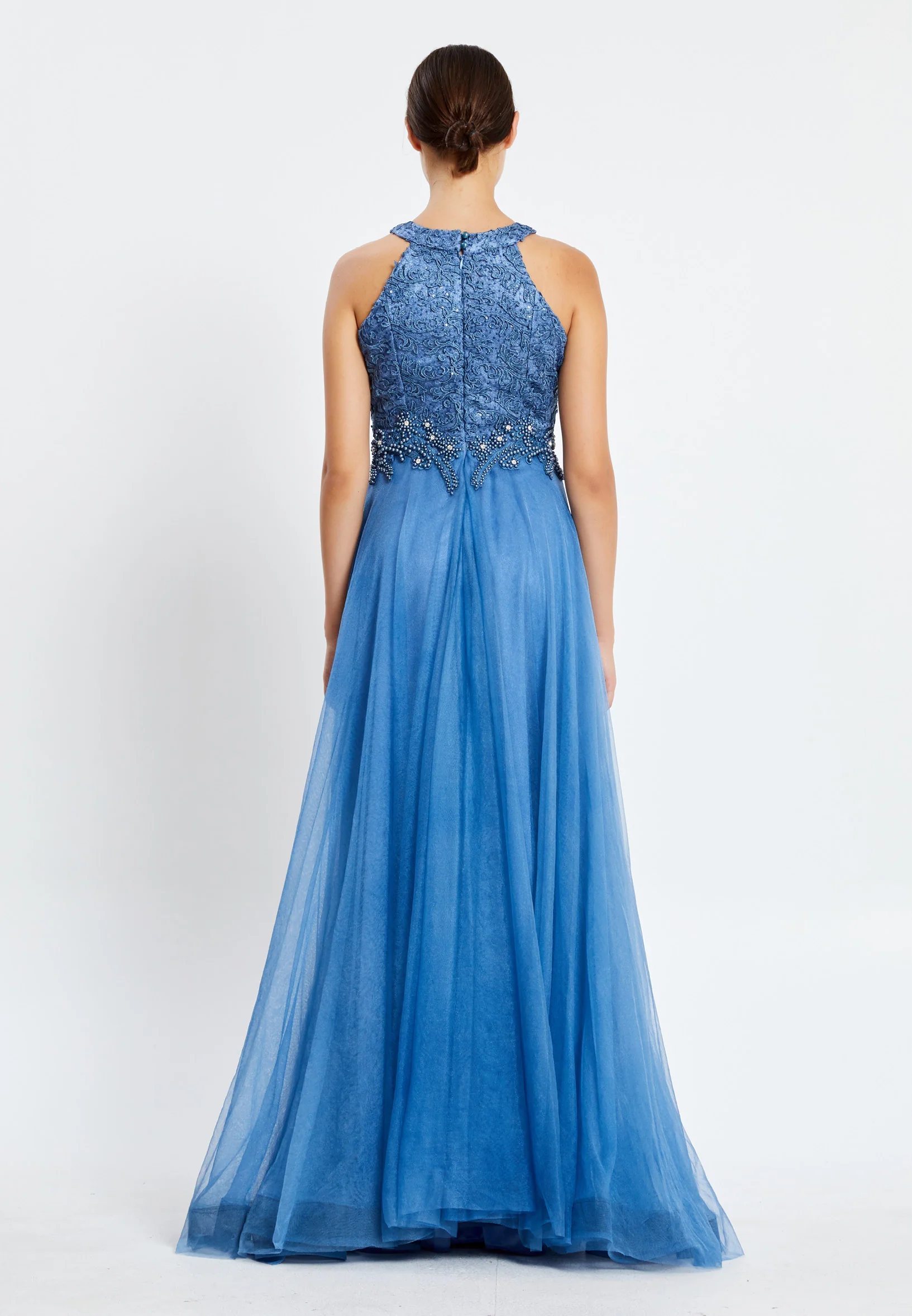 Sleeveless Maxi Tulle A - Line Regular Prom Dress pnl7007 - Image 6