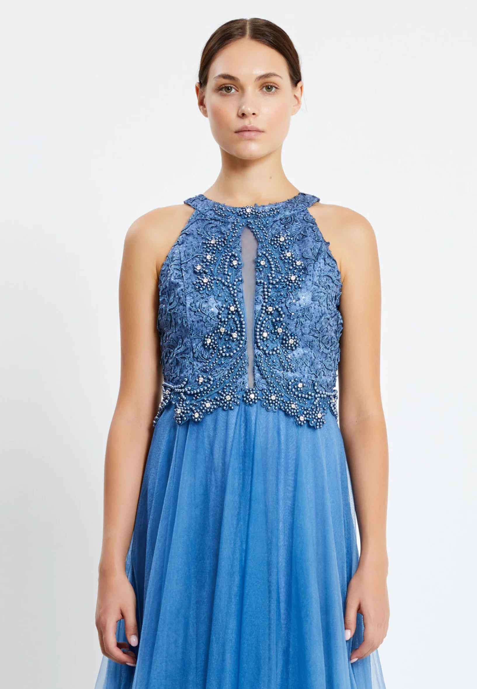 Sleeveless Maxi Tulle A - Line Regular Prom Dress pnl7007 - Image 8