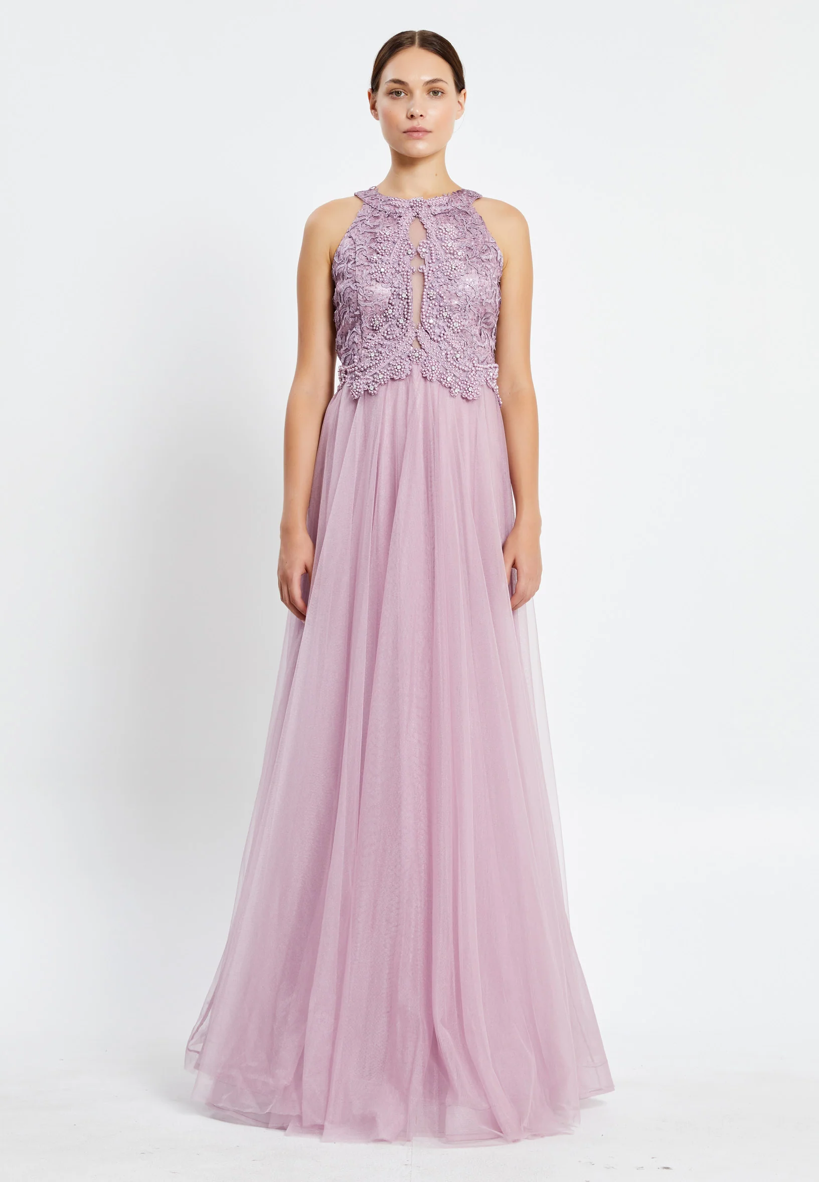 Sleeveless Maxi Tulle A - Line Regular Prom Dress pnl7007 - Image 9