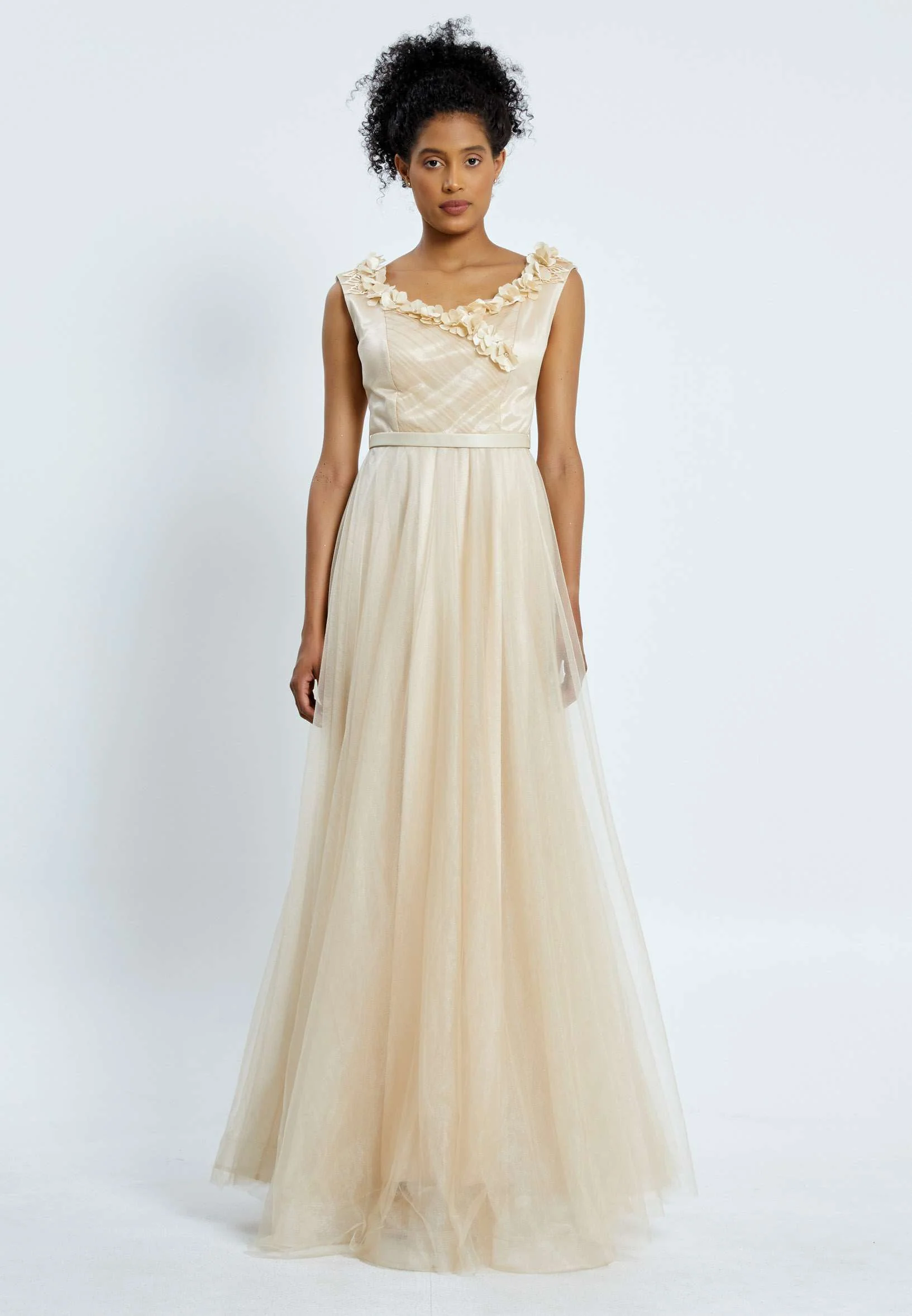 Sleeveless Maxi Tulle A - Line Regular Prom Dress pnl7035