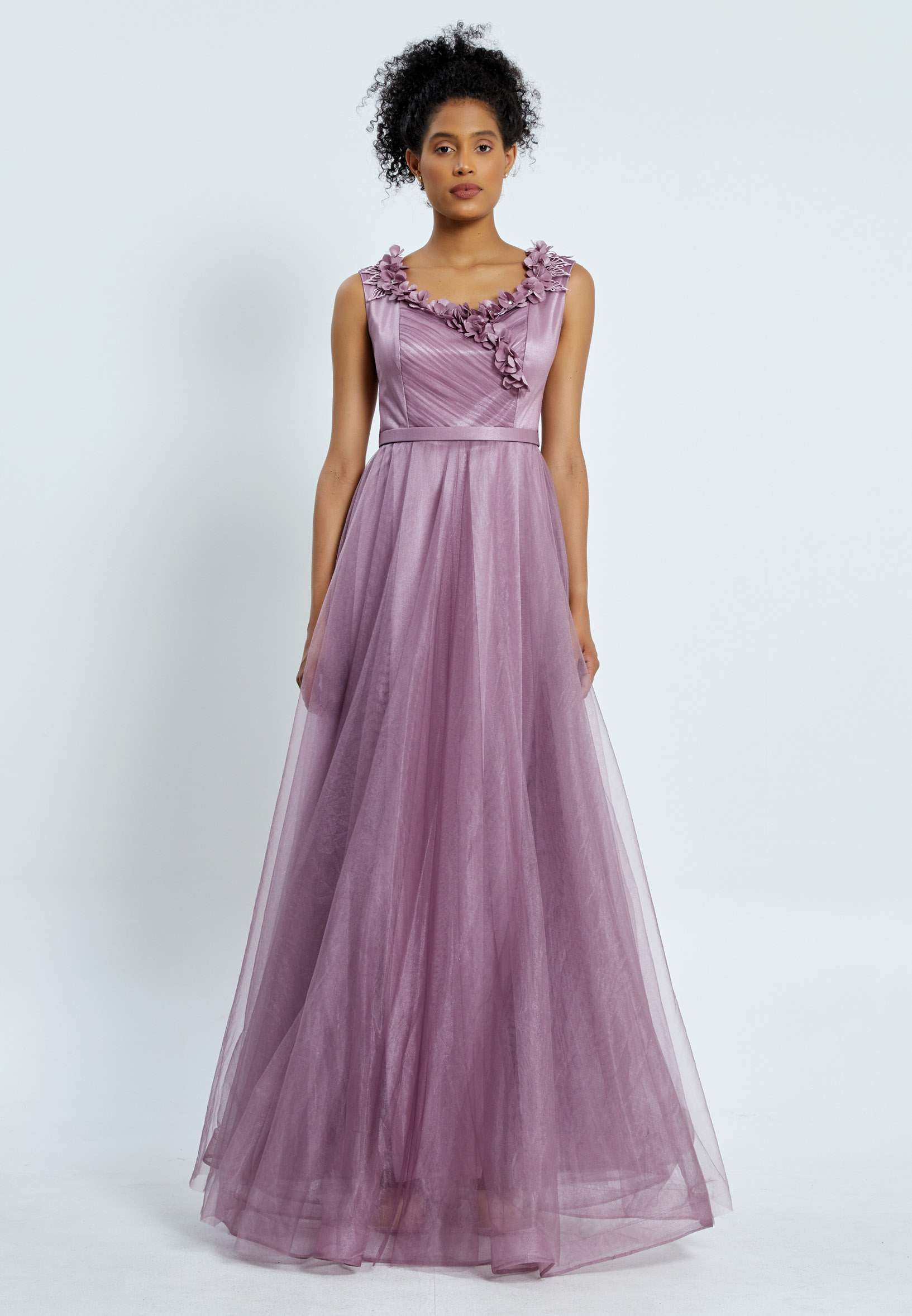 Sleeveless Maxi Tulle A - Line Regular Prom Dress pnl7035 - Image 13