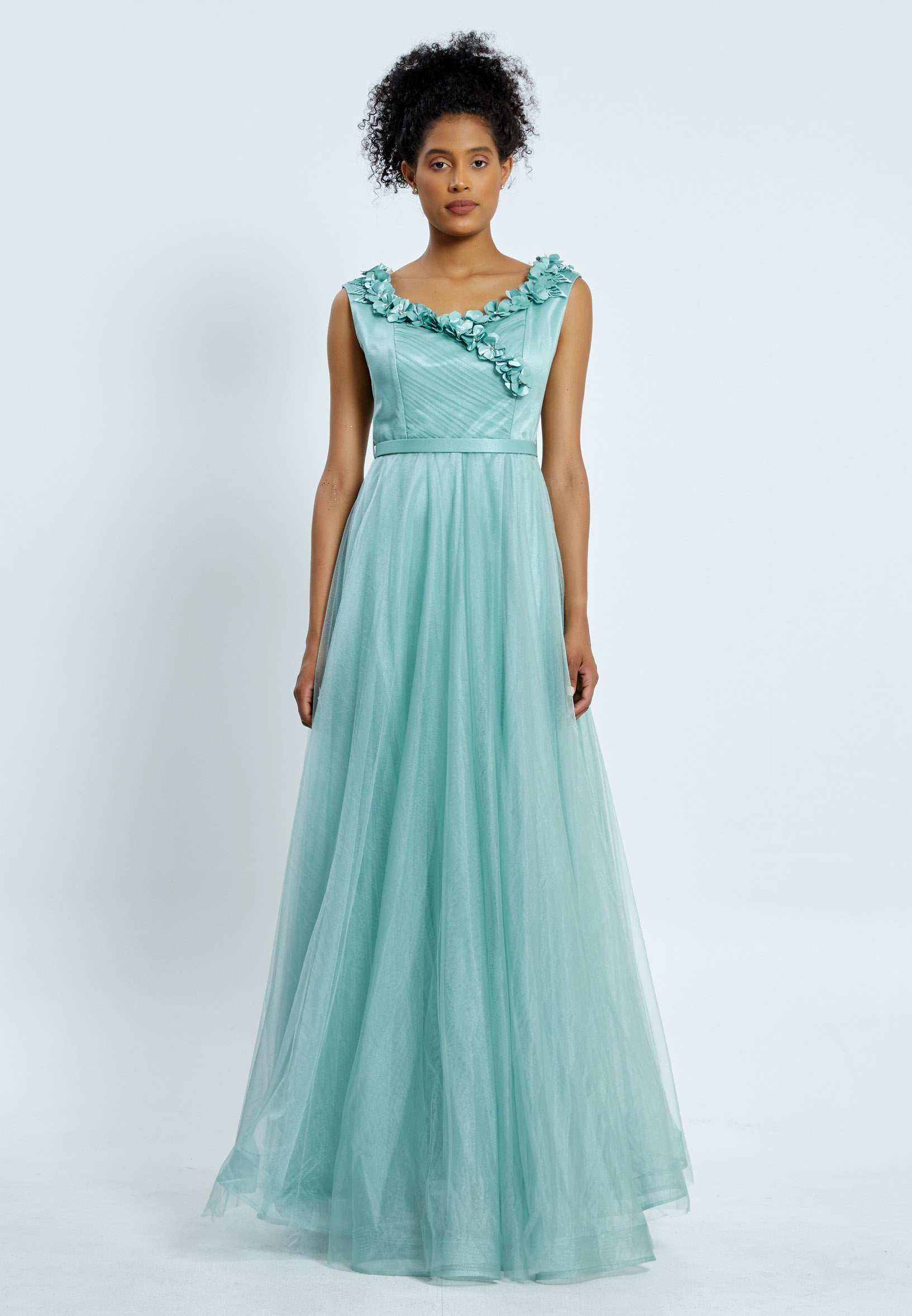 Sleeveless Maxi Tulle A - Line Regular Prom Dress pnl7035 - Image 17