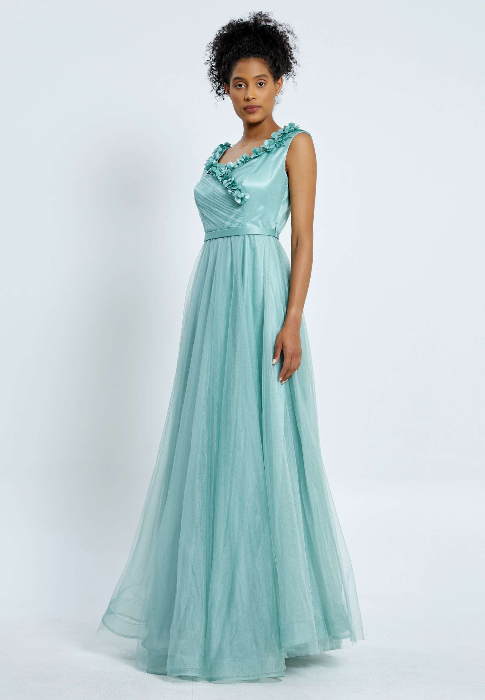 Sleeveless Maxi Tulle A - Line Regular Prom Dress pnl7035 - Image 19