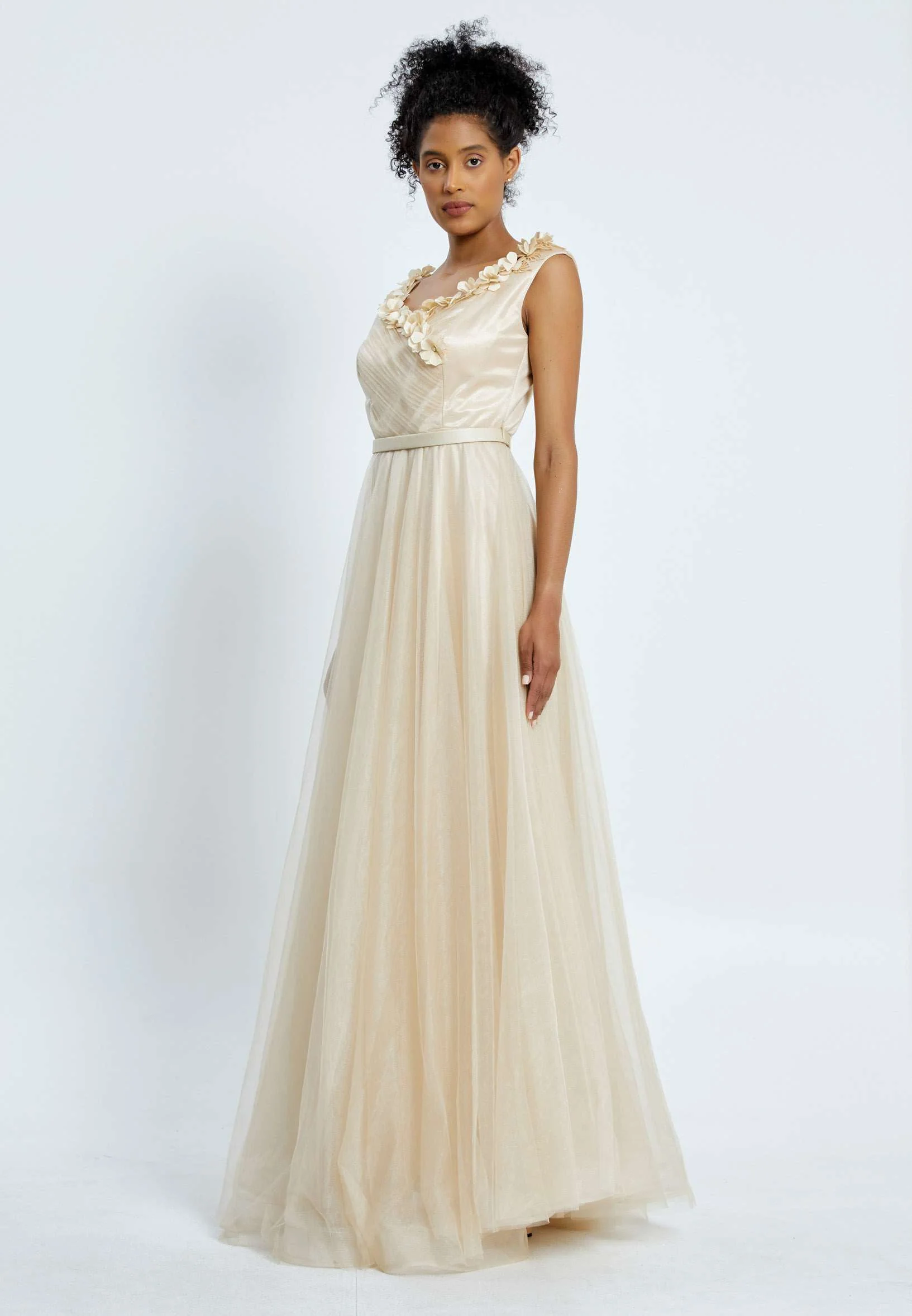 Sleeveless Maxi Tulle A - Line Regular Prom Dress pnl7035 - Image 3