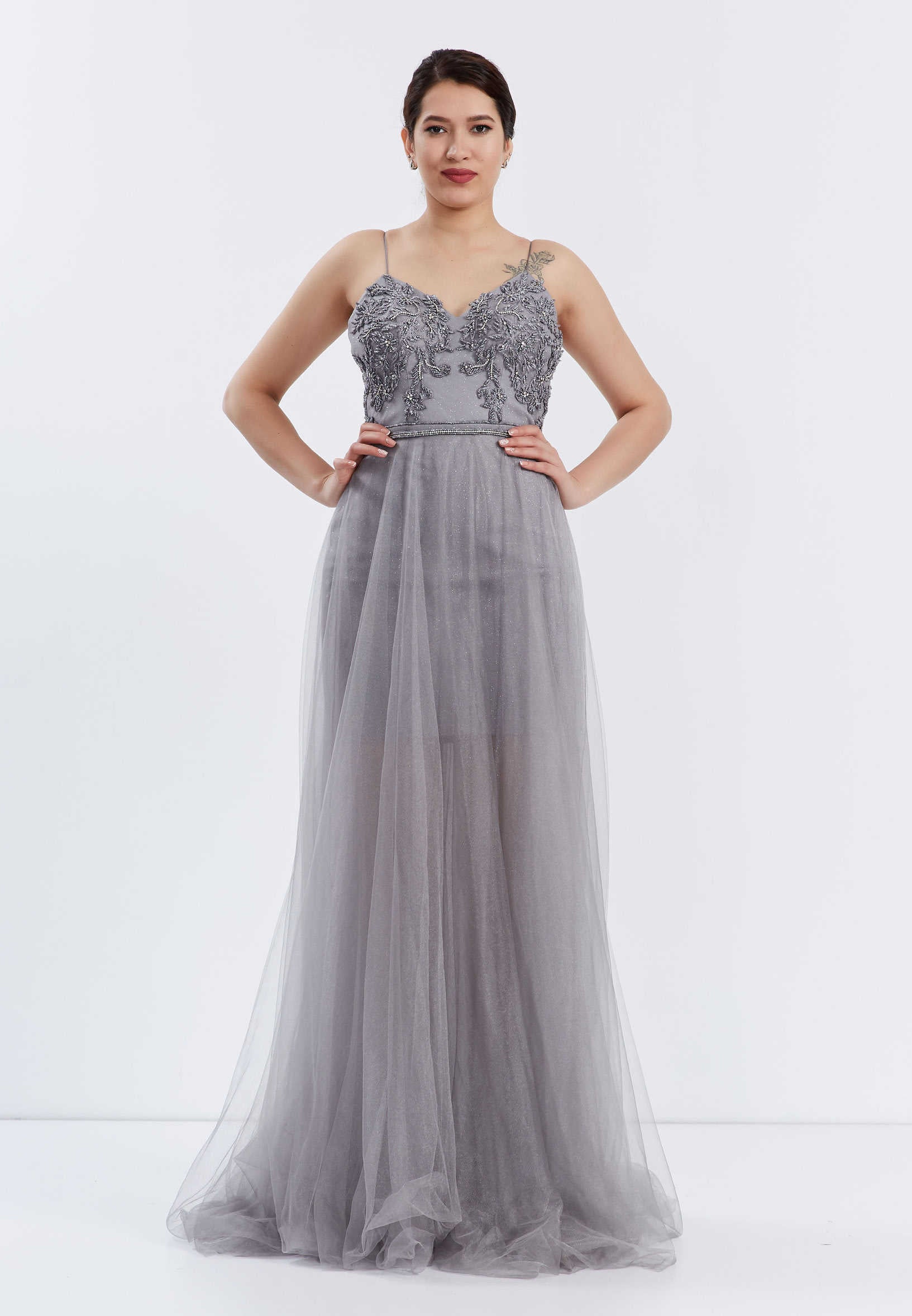 Sleeveless Maxi Tulle A - Line Regular Prom Dress ppl00584