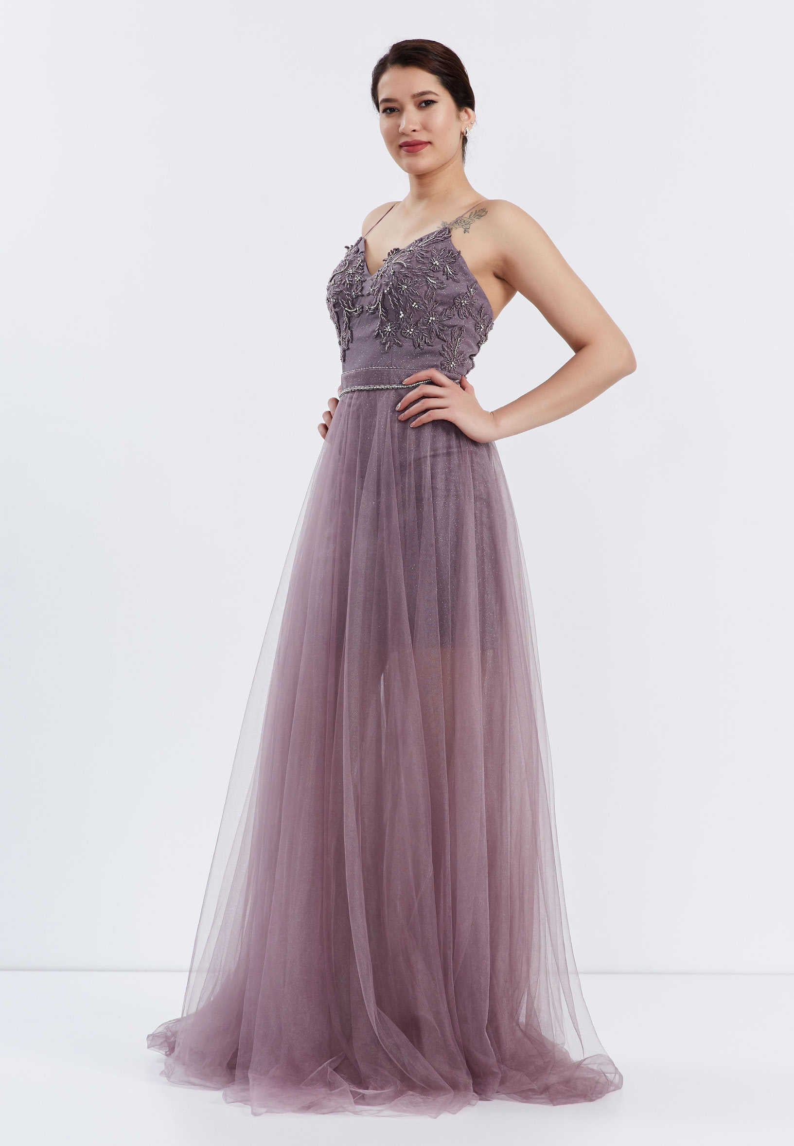 Sleeveless Maxi Tulle A - Line Regular Prom Dress ppl00584 - Image 15