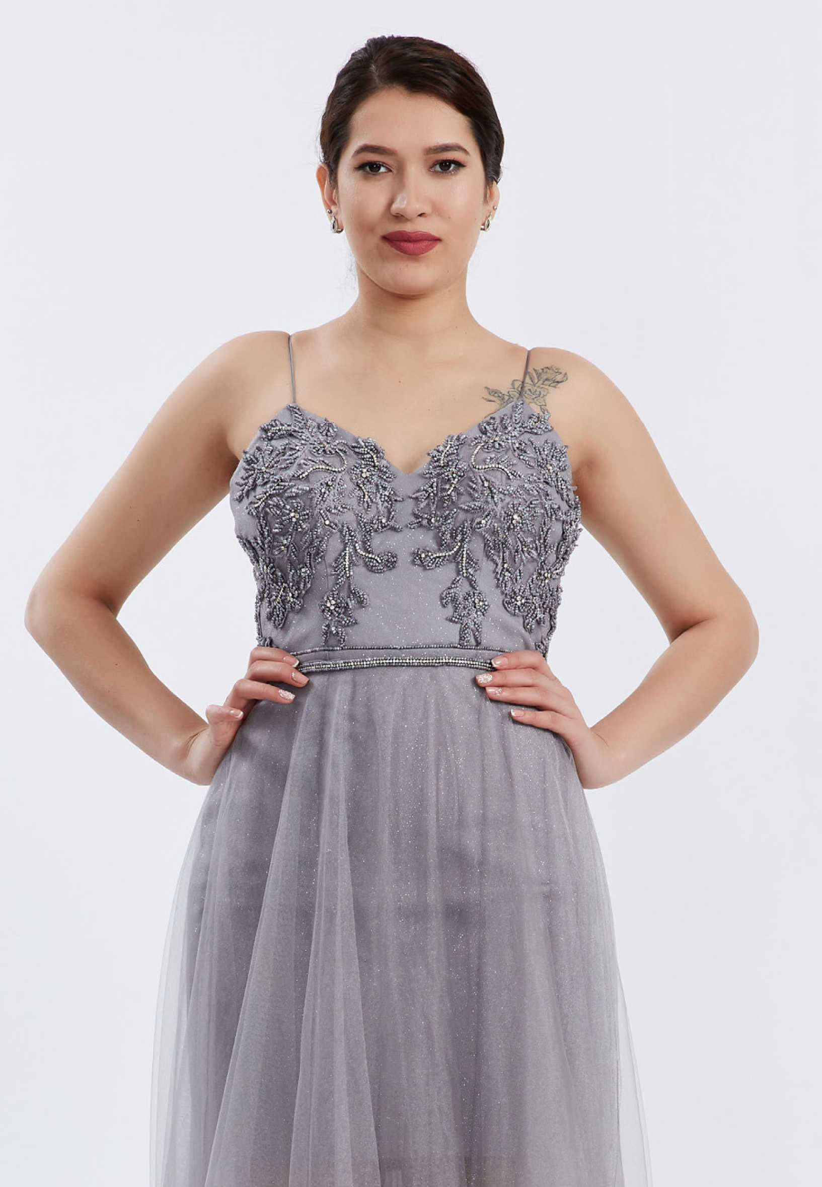 Sleeveless Maxi Tulle A - Line Regular Prom Dress ppl00584 - Image 4
