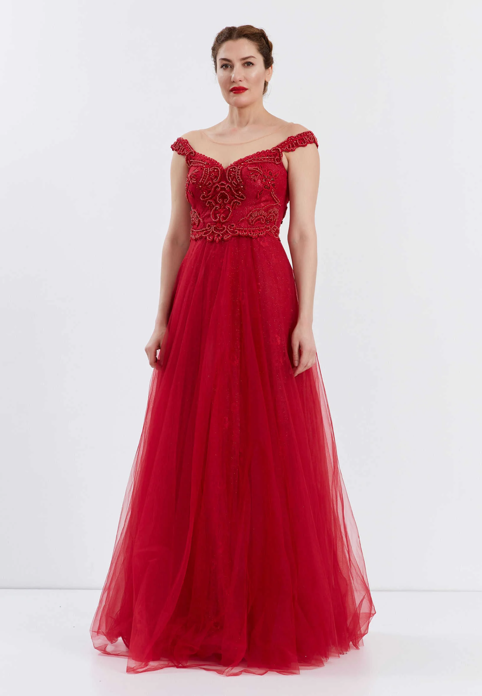 Sleeveless Maxi Tulle A - Line Regular Prom Dress ppl00603 - Image 15