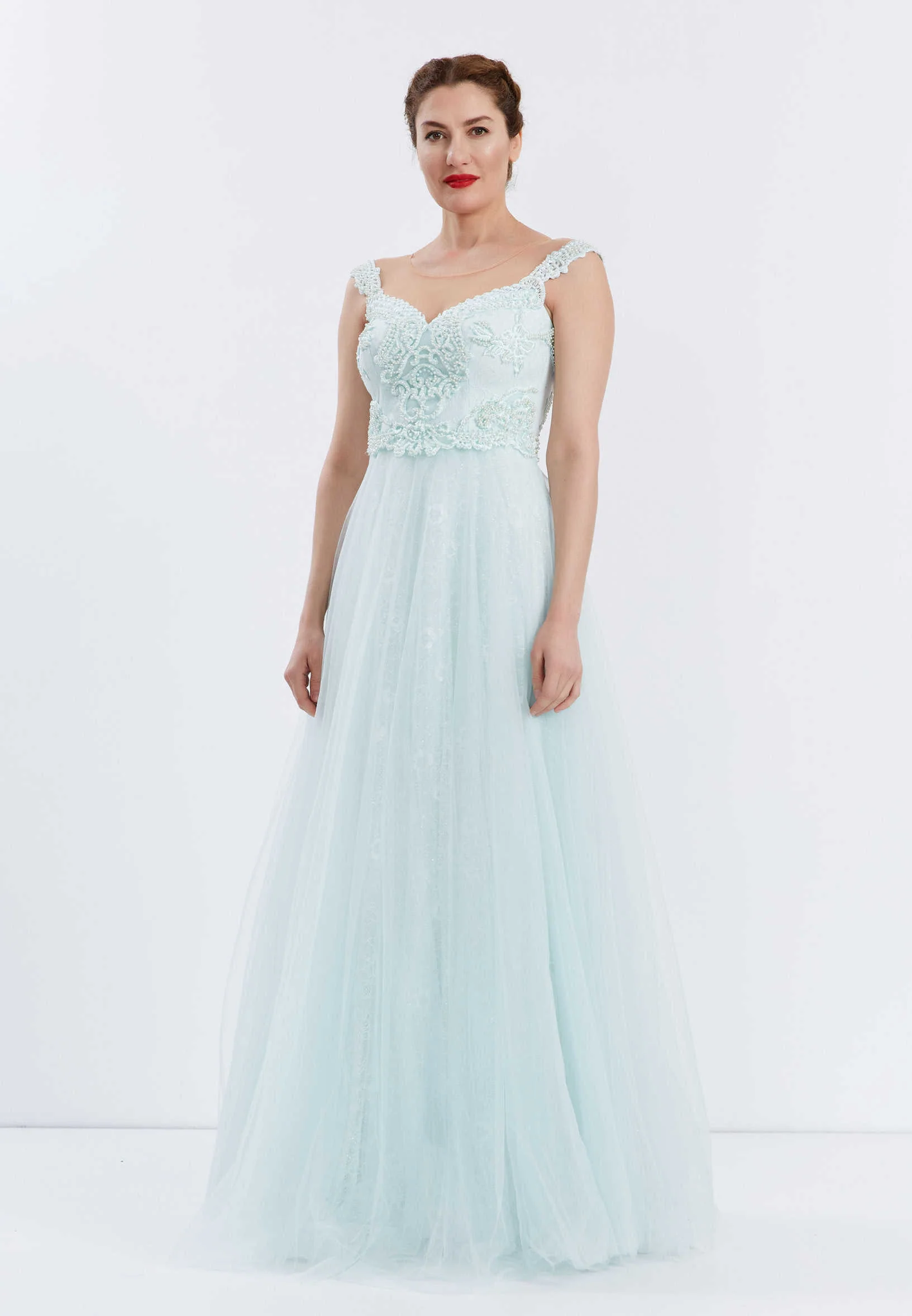 Sleeveless Maxi Tulle A - Line Regular Prom Dress ppl00603 - Image 7