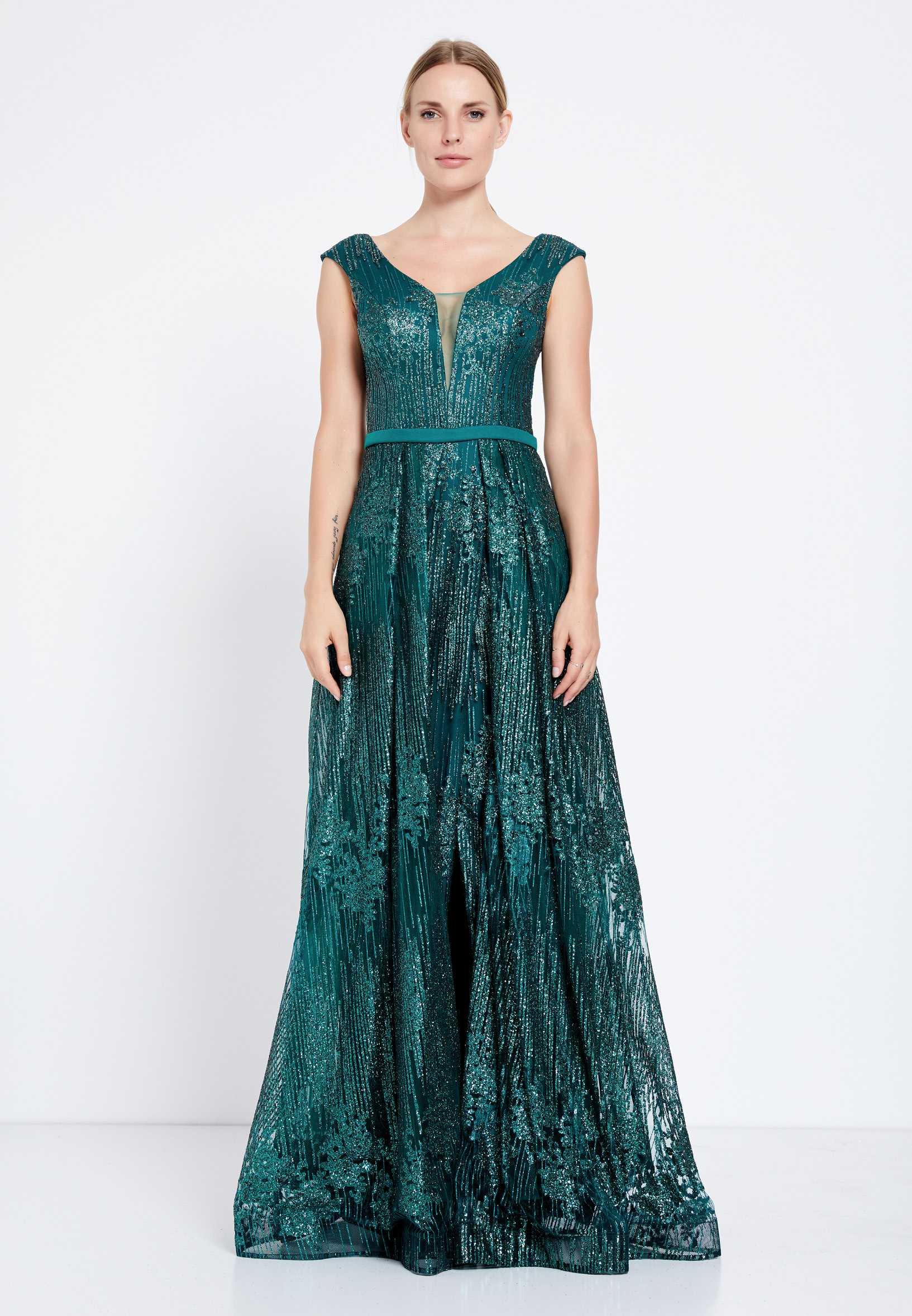 Sleeveless Maxi Tulle A - Line Regular Prom Dress rmn2603 - Image 5