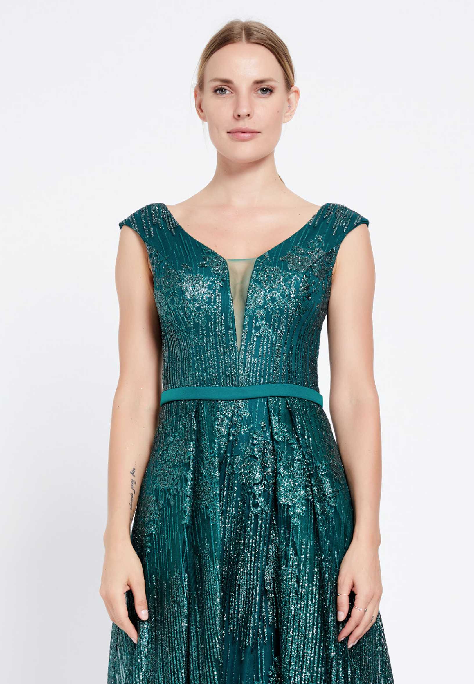 Sleeveless Maxi Tulle A - Line Regular Prom Dress rmn2603 - Image 8