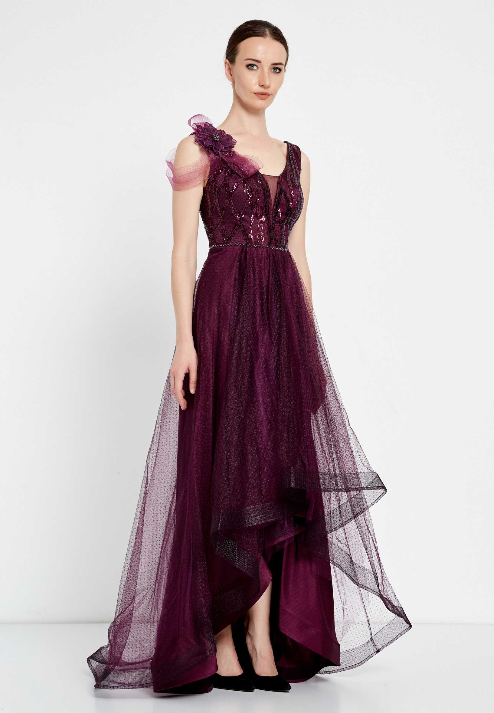 Sleeveless Maxi Tulle A - Line Regular Prom Dress rmn2923 - Image 11