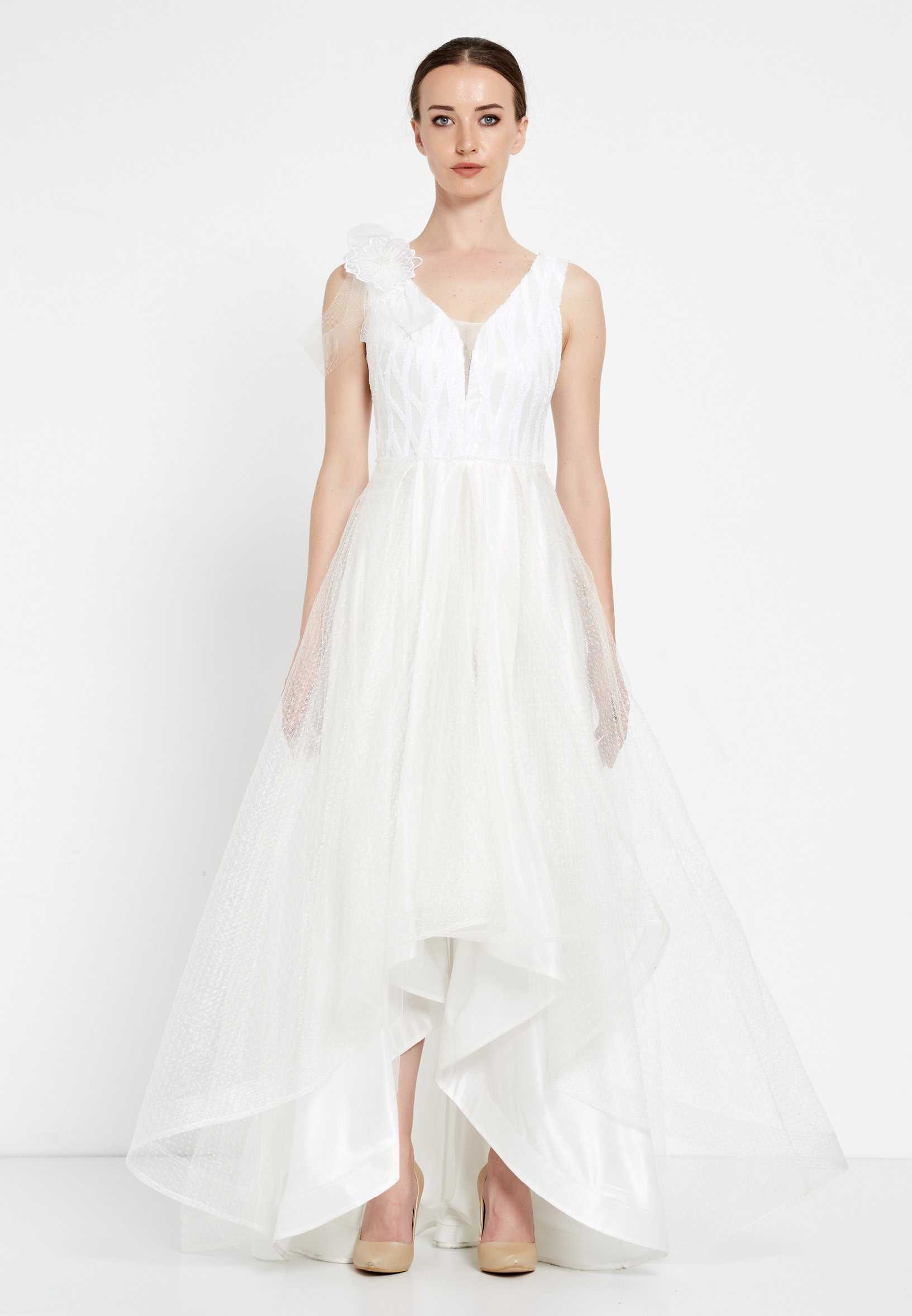 Sleeveless Maxi Tulle A - Line Regular Prom Dress rmn2923 - Image 13