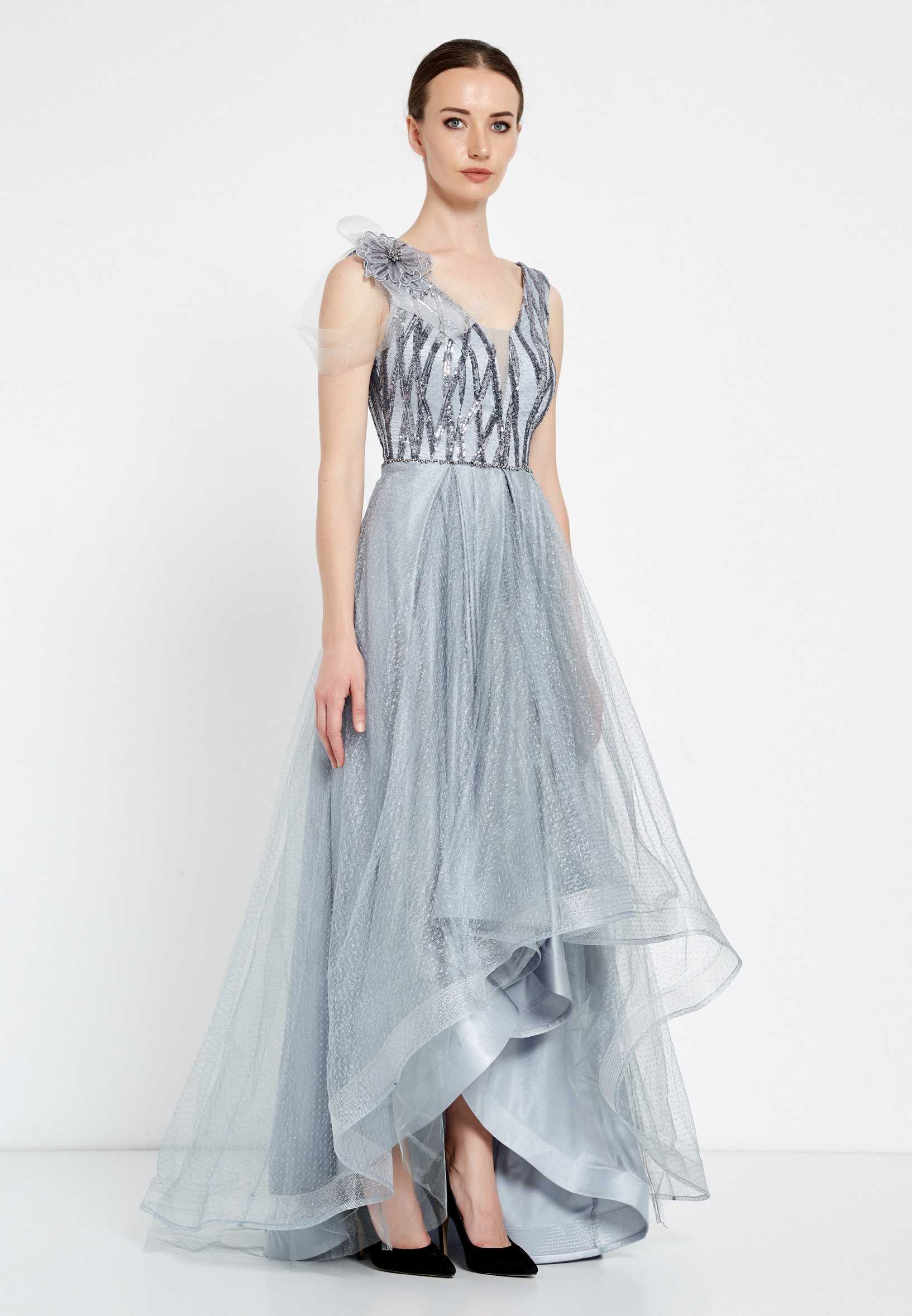 Sleeveless Maxi Tulle A - Line Regular Prom Dress rmn2923 - Image 7