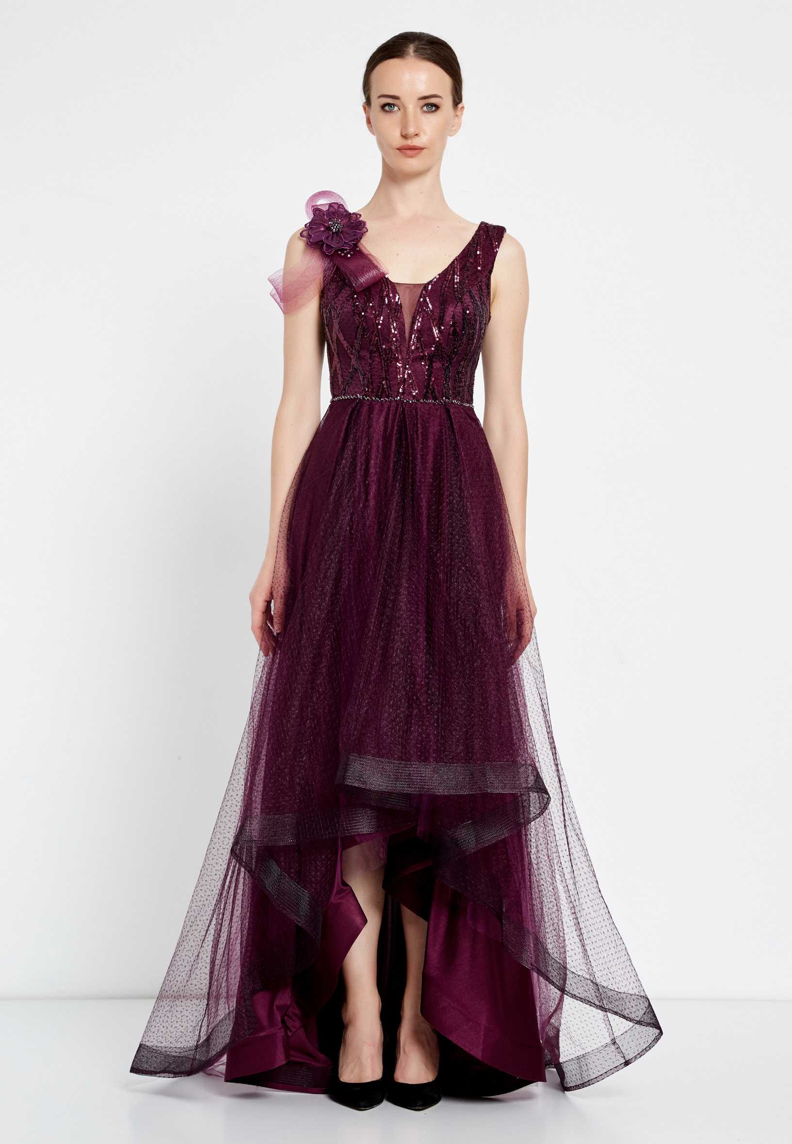 Sleeveless Maxi Tulle A - Line Regular Prom Dress rmn2923 - Image 9