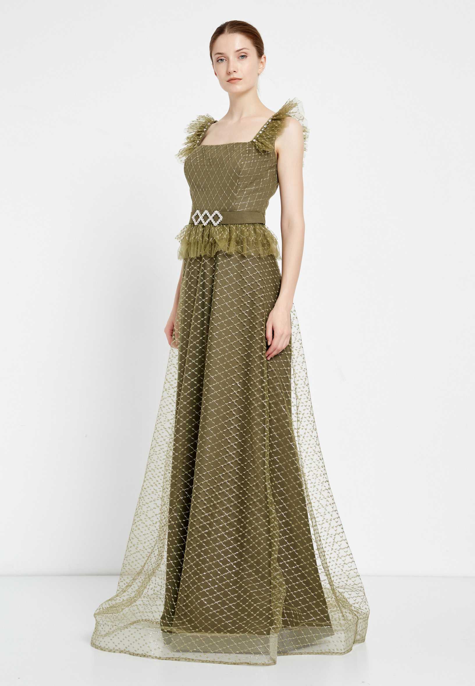 Sleeveless Maxi Tulle A - Line Regular Prom Dress rmn2971 - Image 11