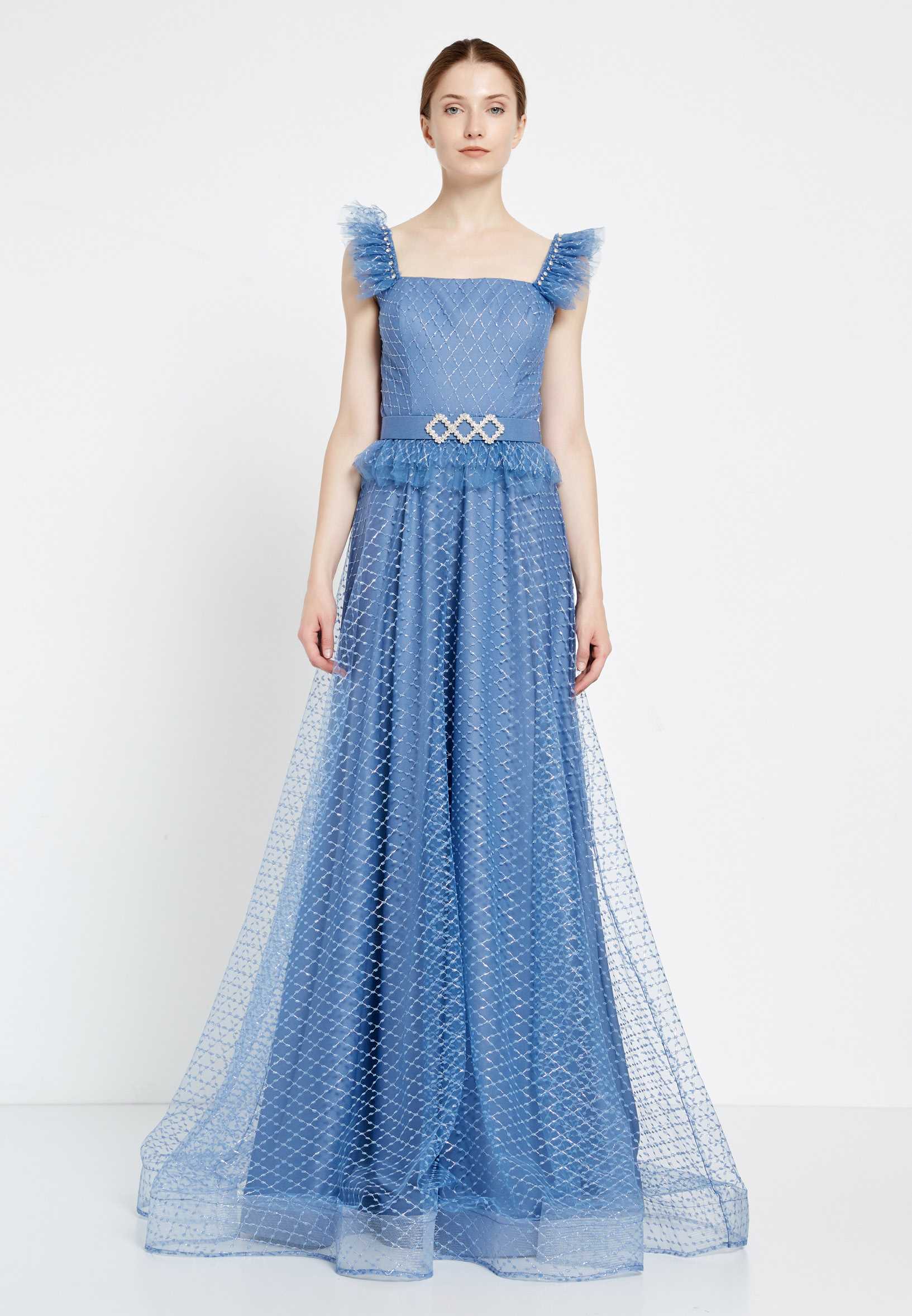 Sleeveless Maxi Tulle A - Line Regular Prom Dress rmn2971 - Image 13