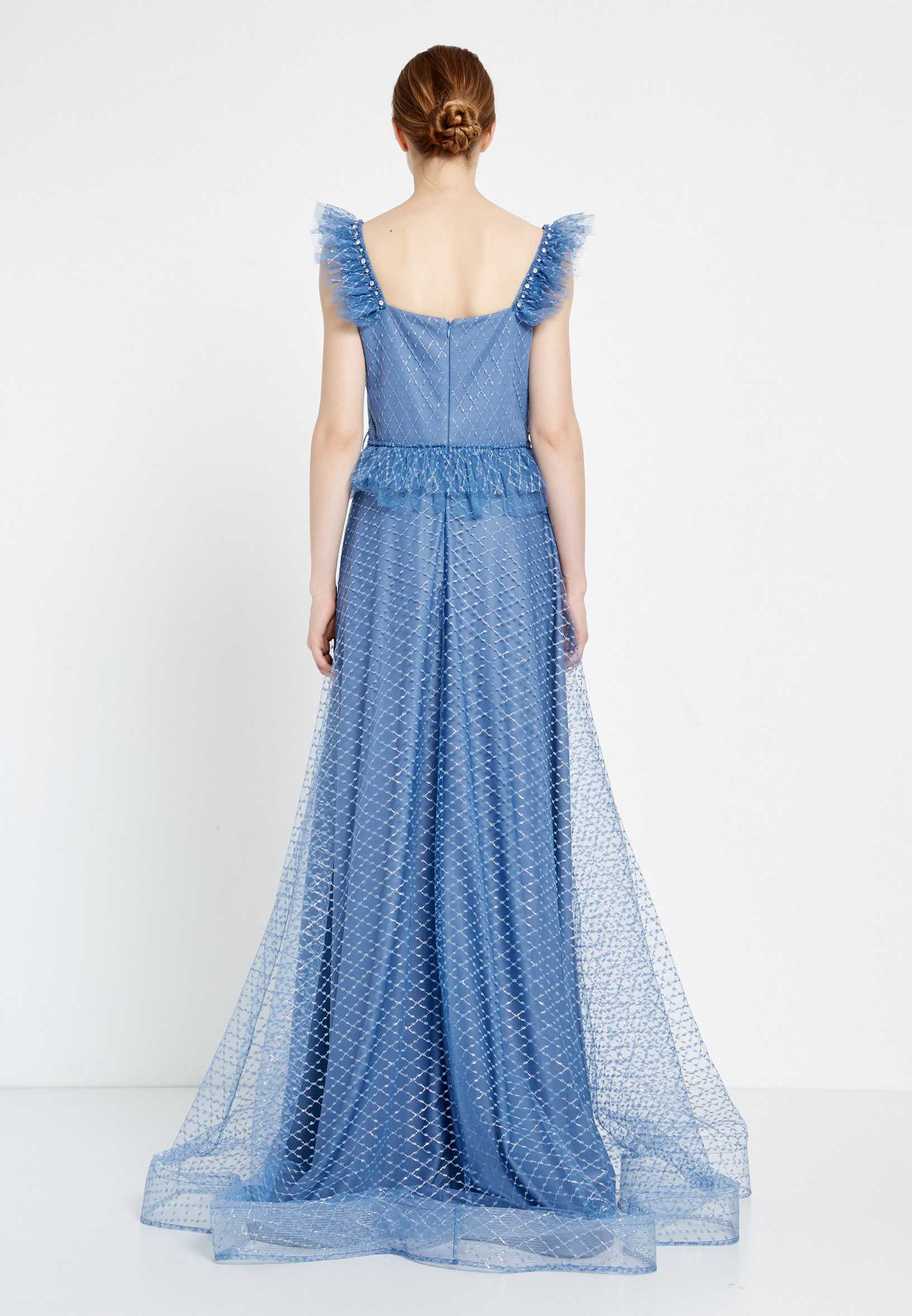 Sleeveless Maxi Tulle A - Line Regular Prom Dress rmn2971 - Image 14