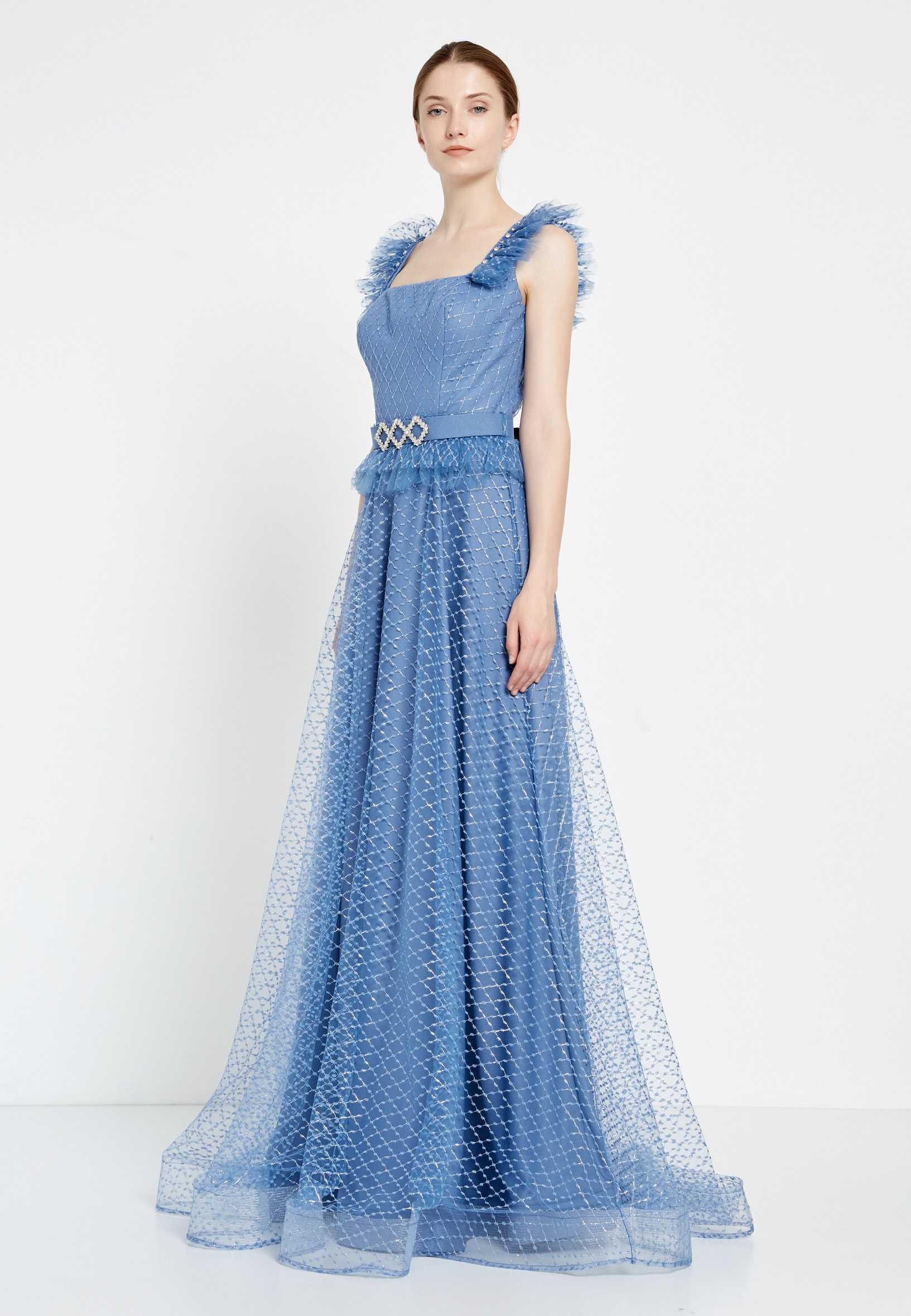 Sleeveless Maxi Tulle A - Line Regular Prom Dress rmn2971 - Image 15