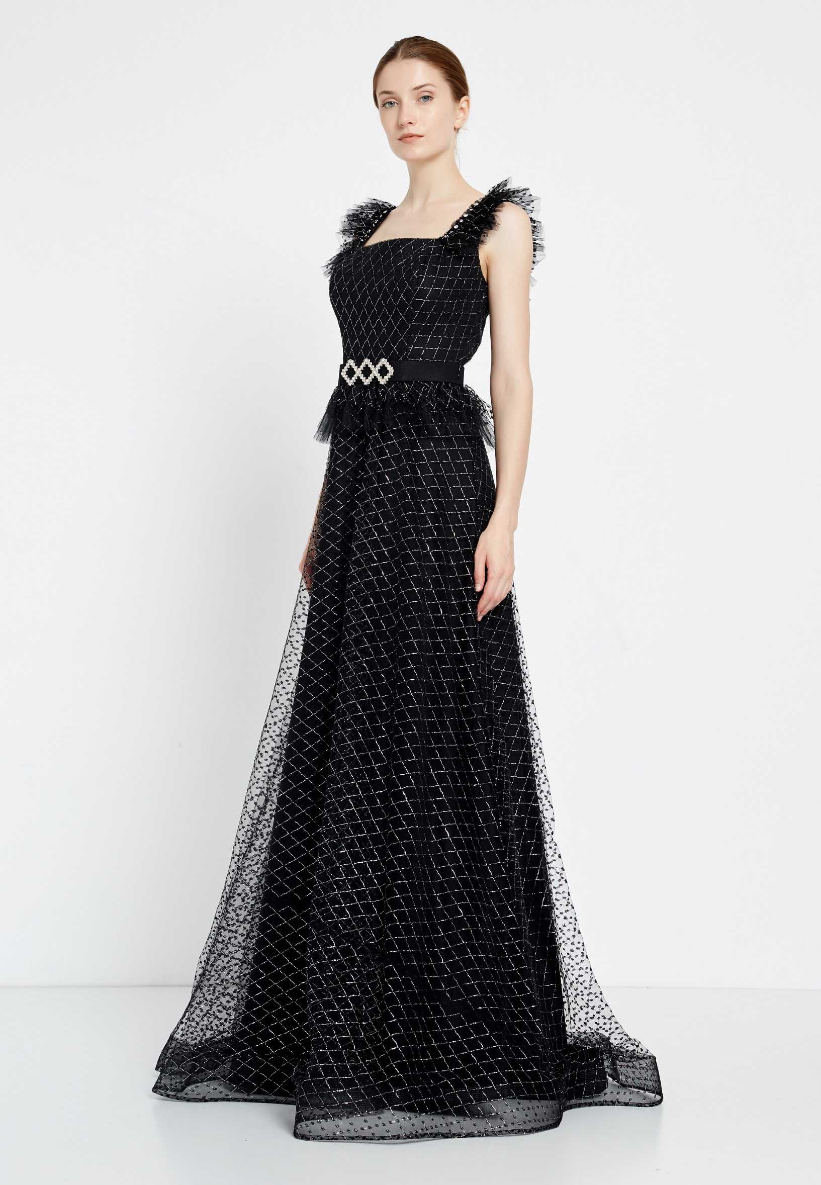 Sleeveless Maxi Tulle A - Line Regular Prom Dress rmn2971 - Image 3