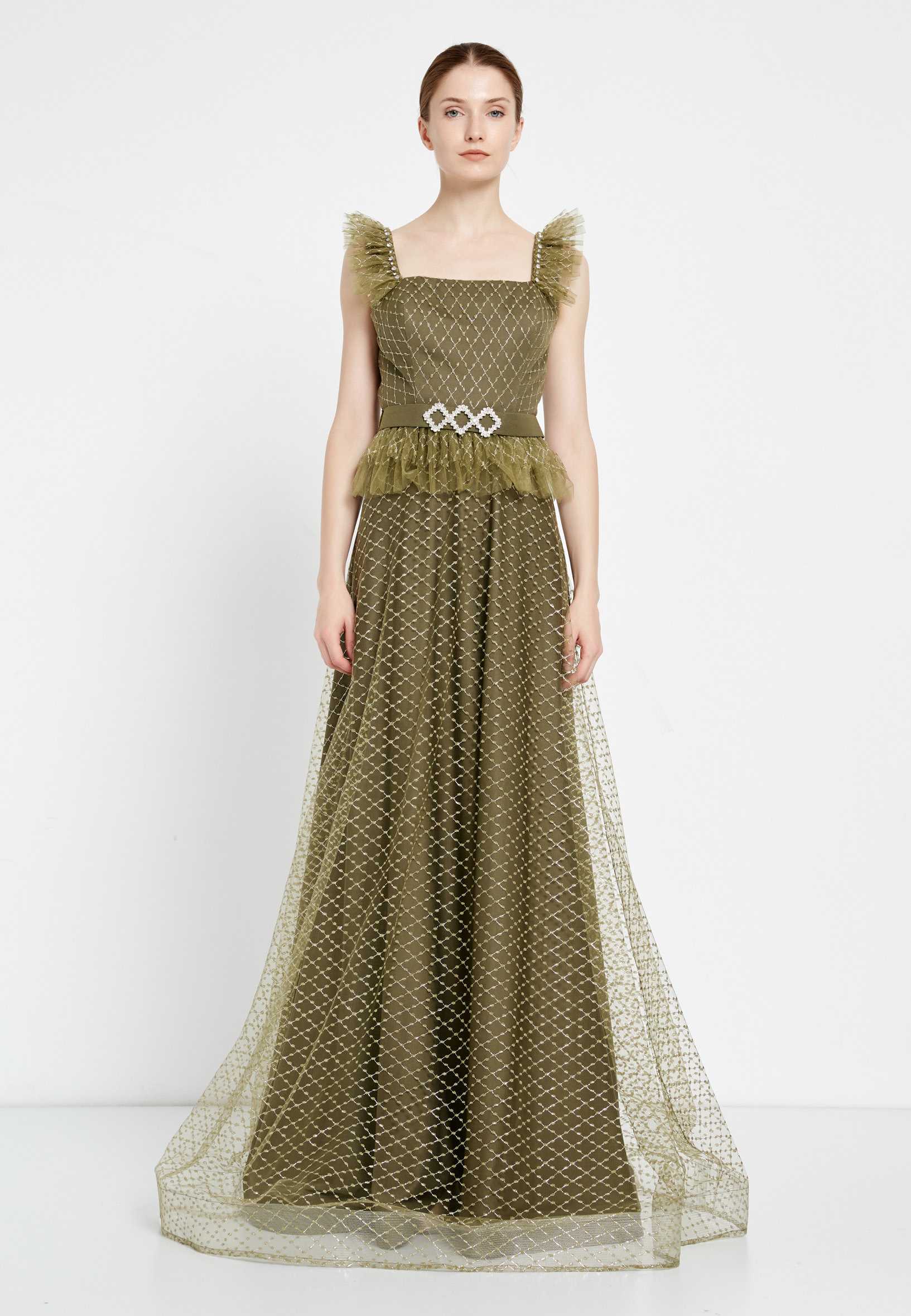 Sleeveless Maxi Tulle A - Line Regular Prom Dress rmn2971 - Image 9