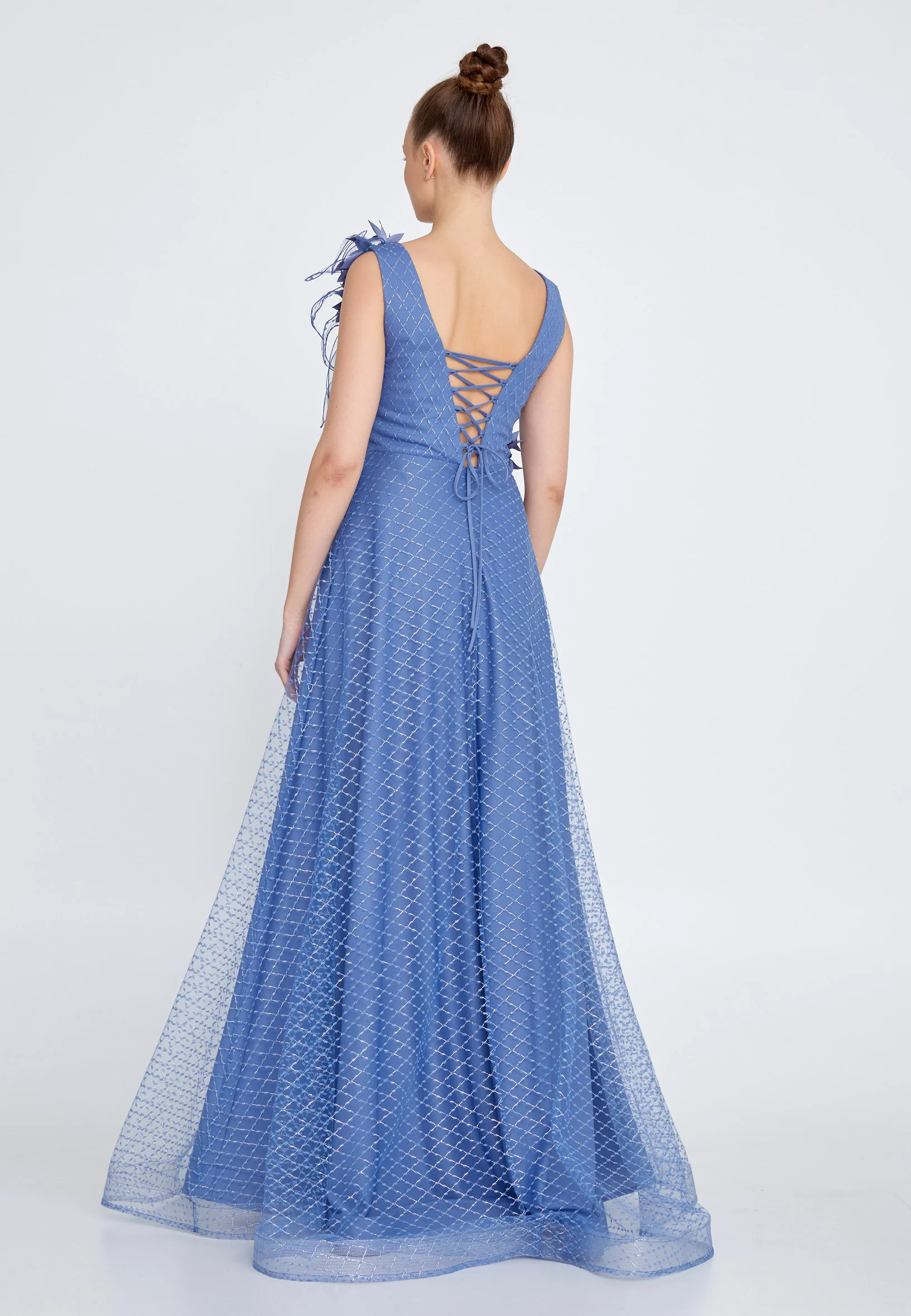 Sleeveless Maxi Tulle A - Line Regular Prom Dress rmn2973 - Image 14