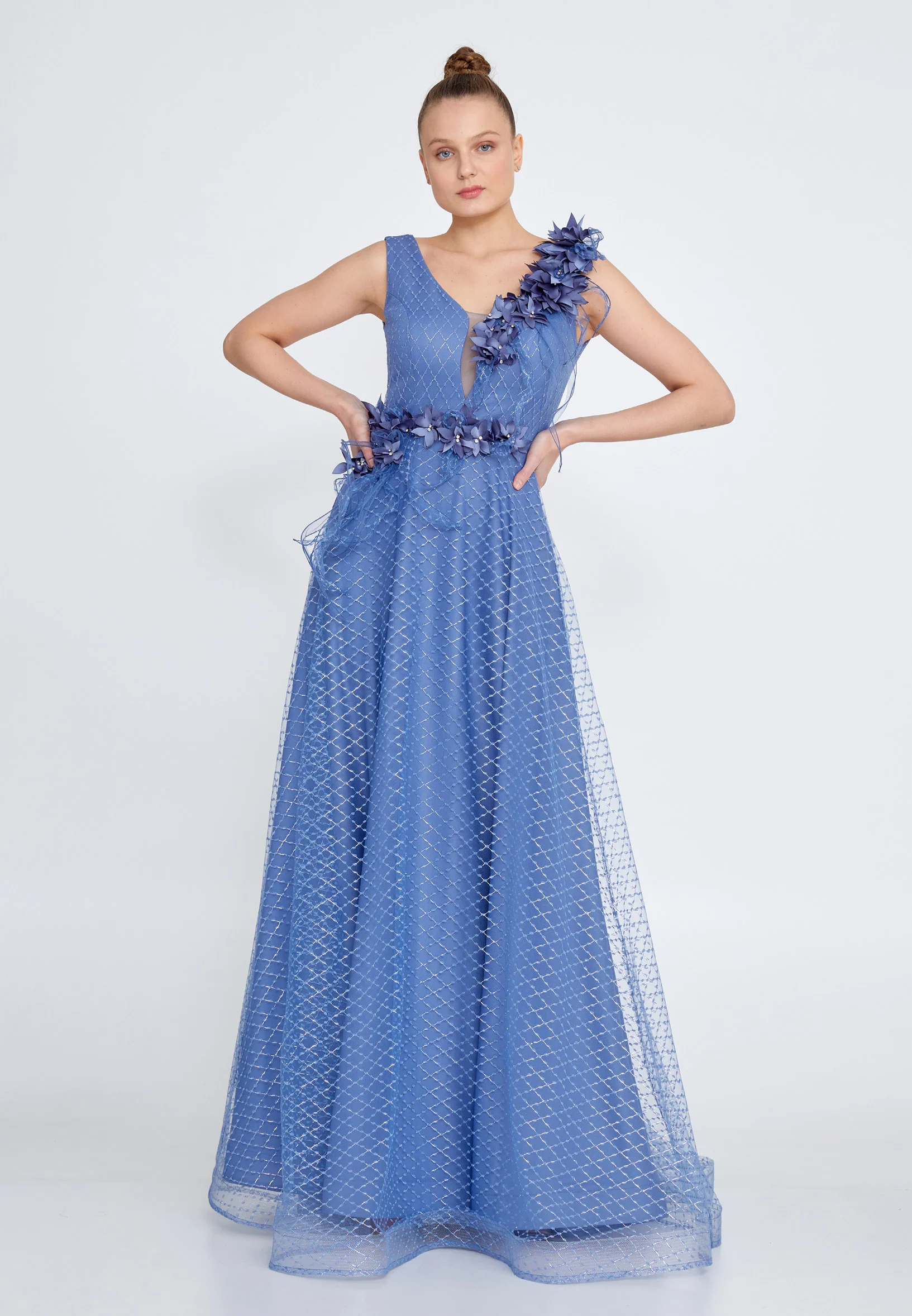 Sleeveless Maxi Tulle A - Line Regular Prom Dress rmn2973 - Image 16