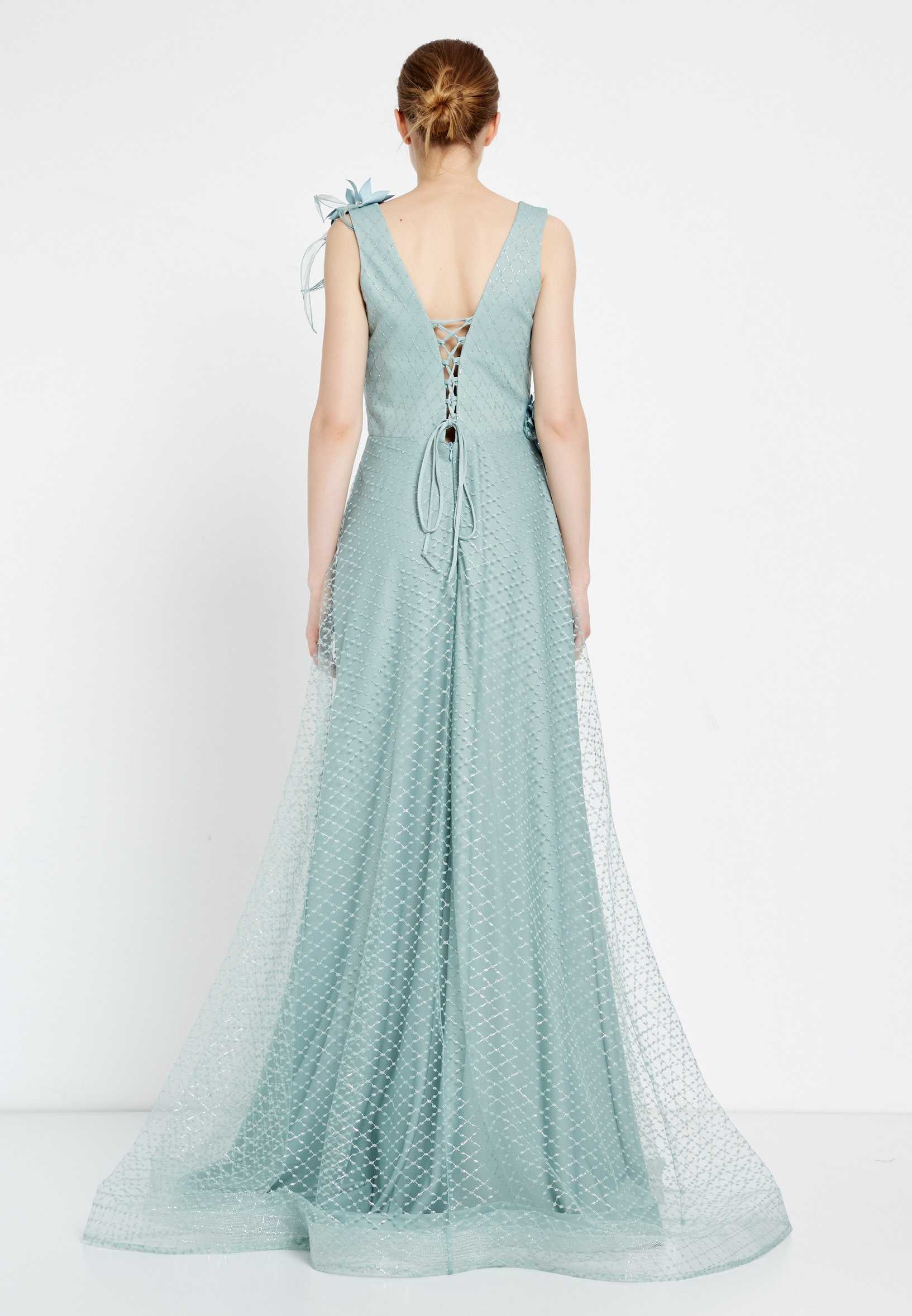 Sleeveless Maxi Tulle A - Line Regular Prom Dress rmn2973 - Image 22